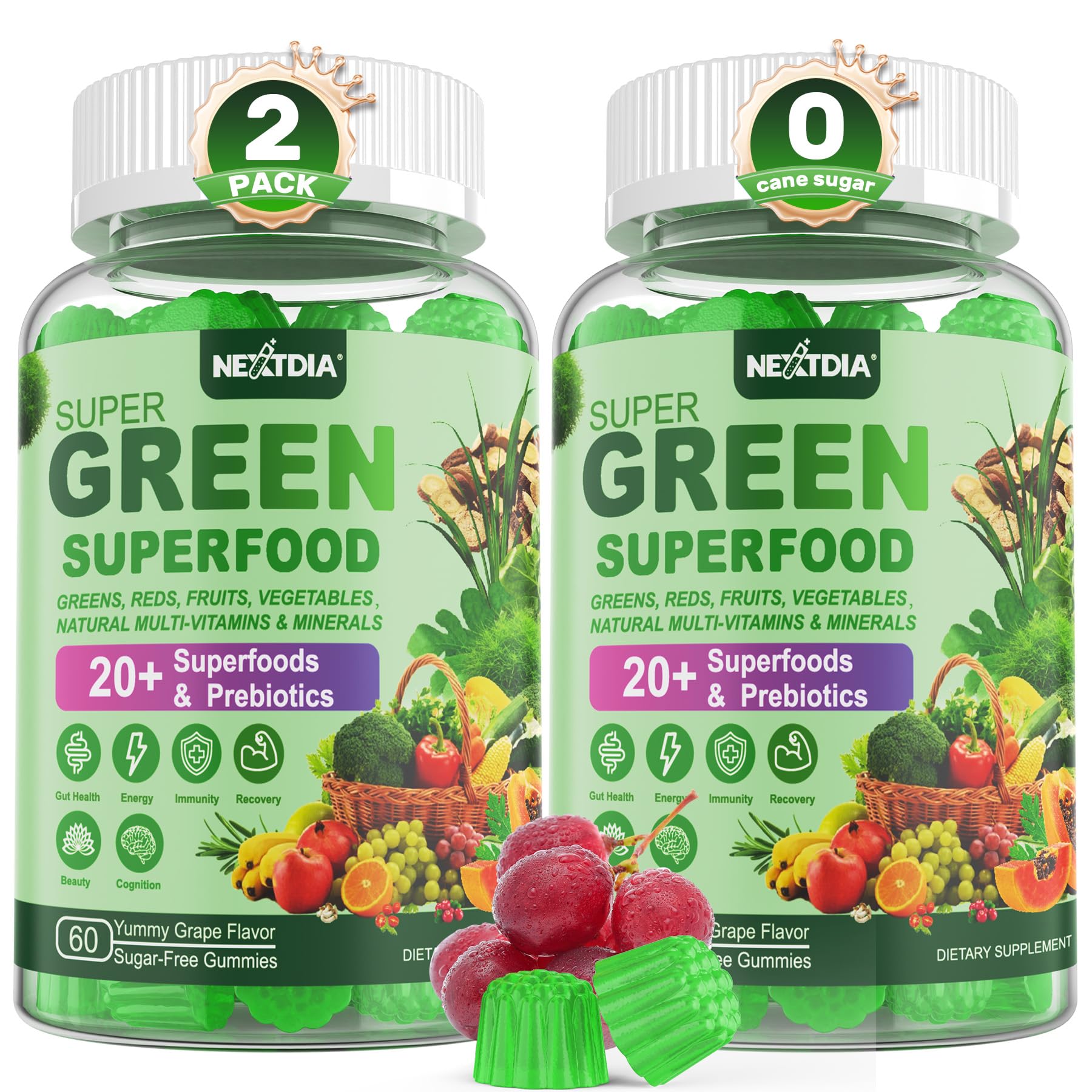 Nextdia Super Greens Multivitamin Gummies Spirulina

