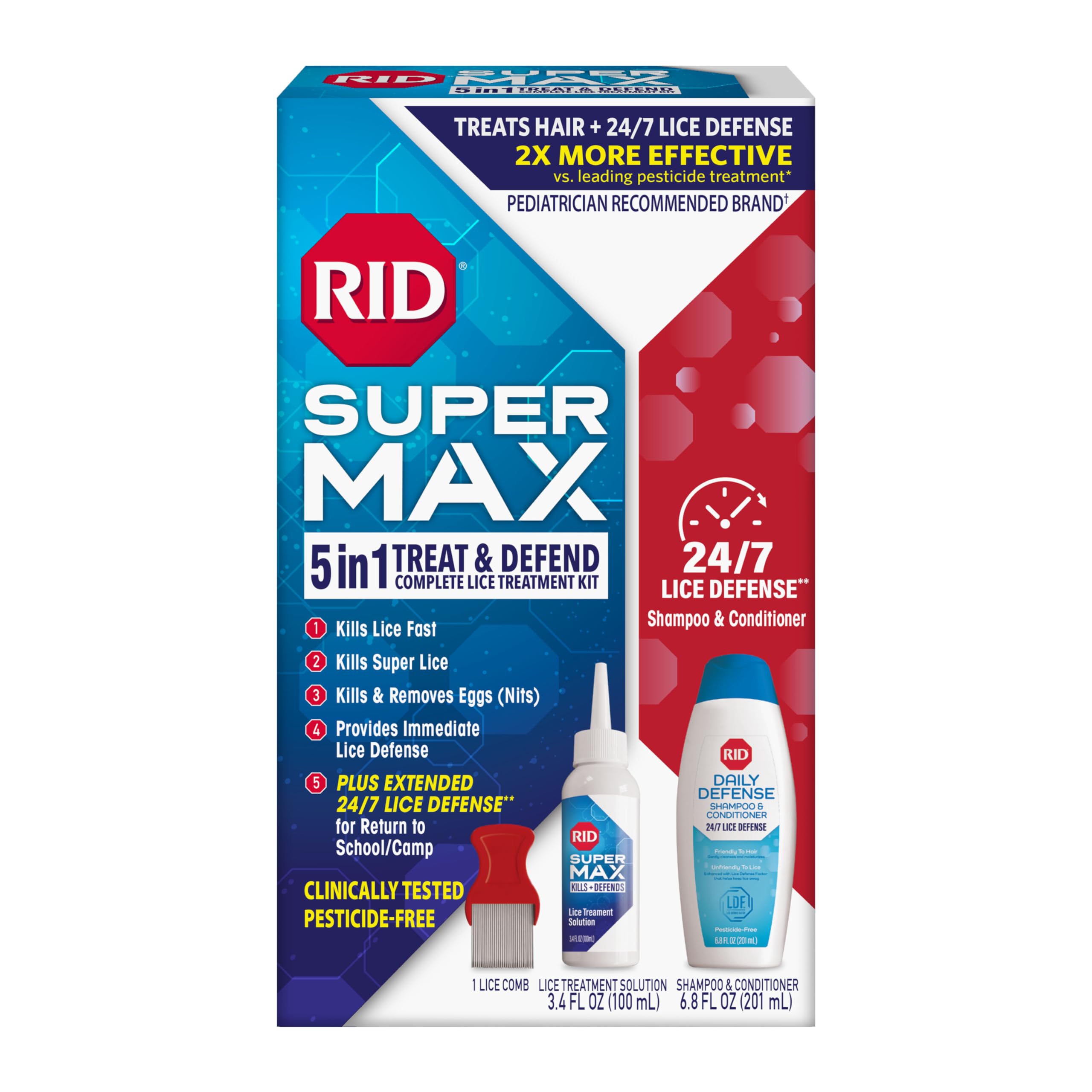 RID Lice Treatment Kit with Daily Defense Shampoo

