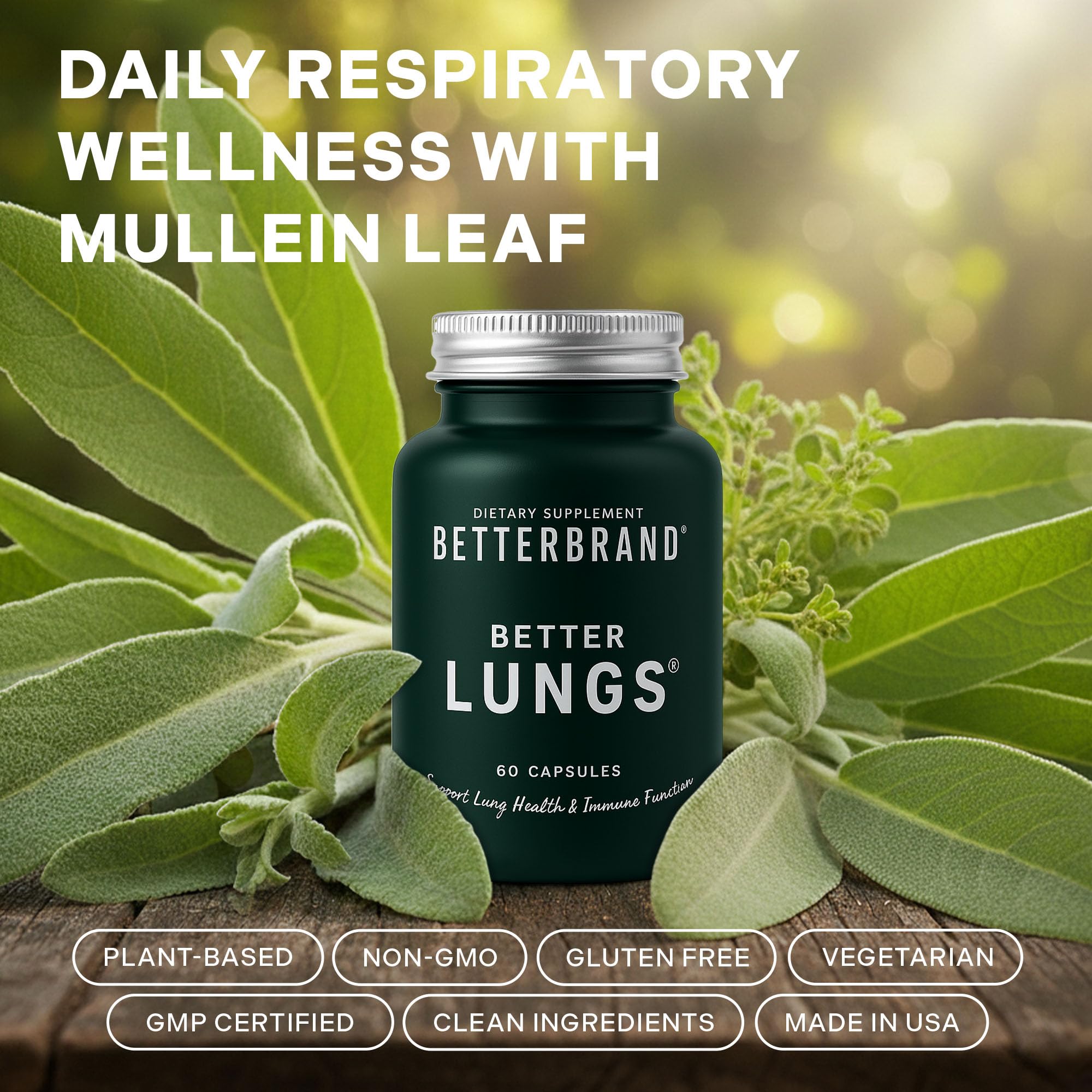Betterbrand BetterLungs Lung Support with NAC and Mullein

