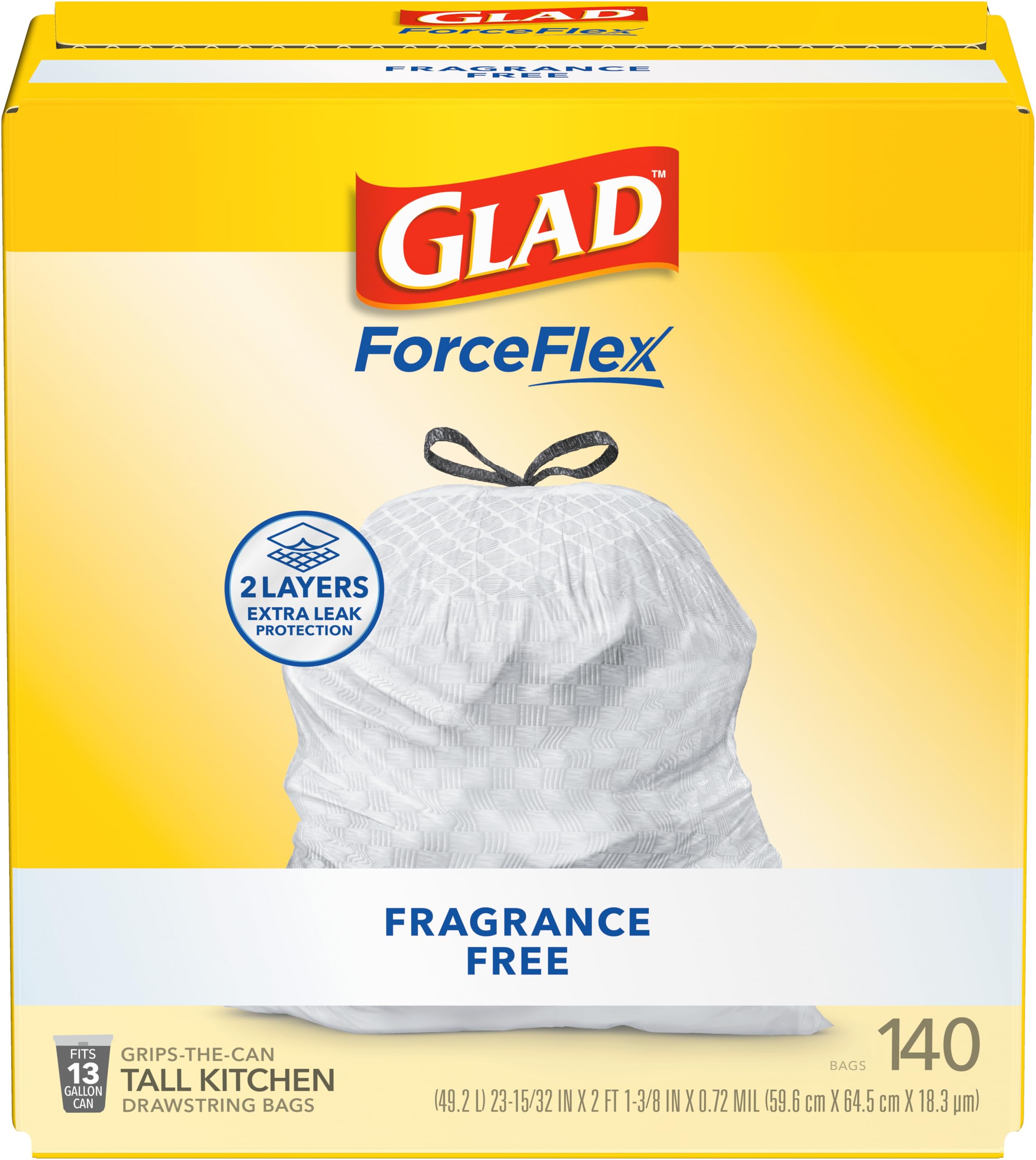 Glad ForceFlex Tall Kitchen Trash Bags Fragrance Free 13 Gal

