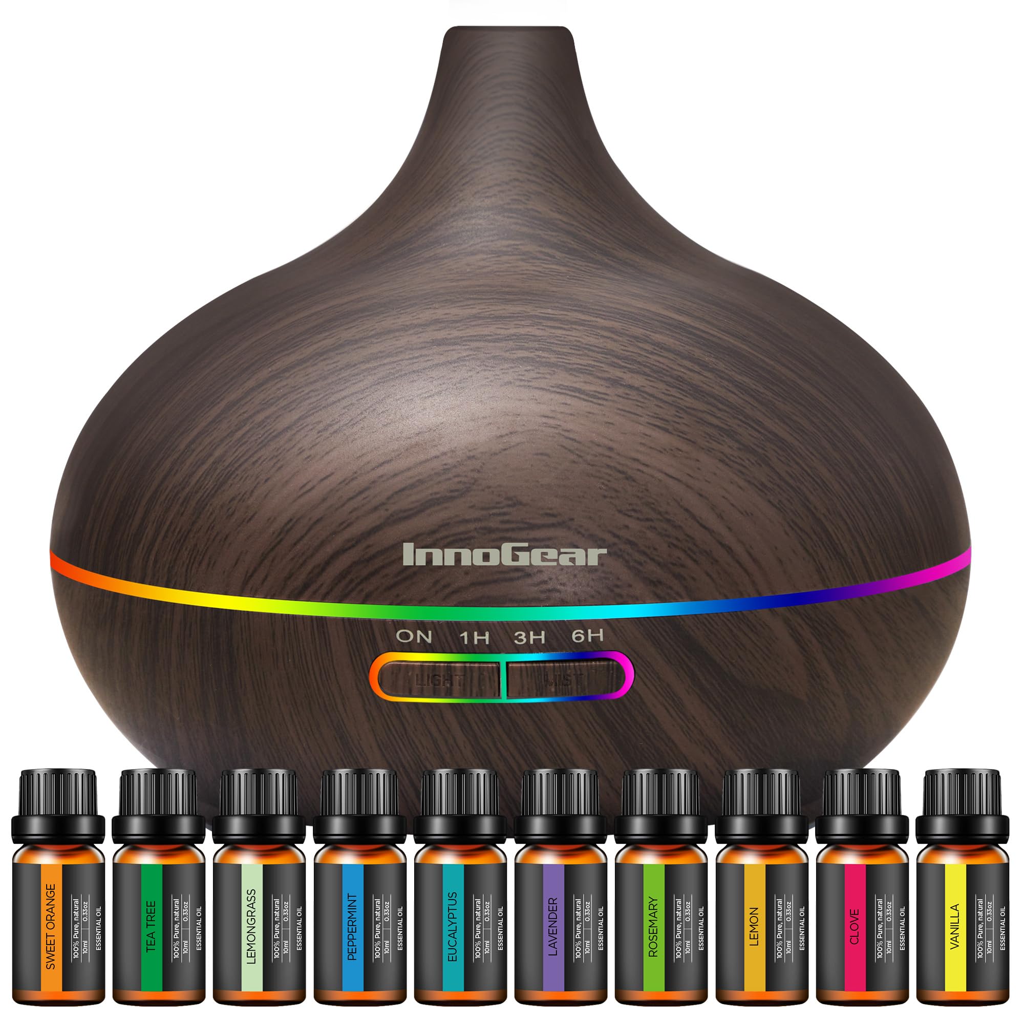 InnoGear Aromatherapy Diffuser with 400ml Tank & 10 Oils


