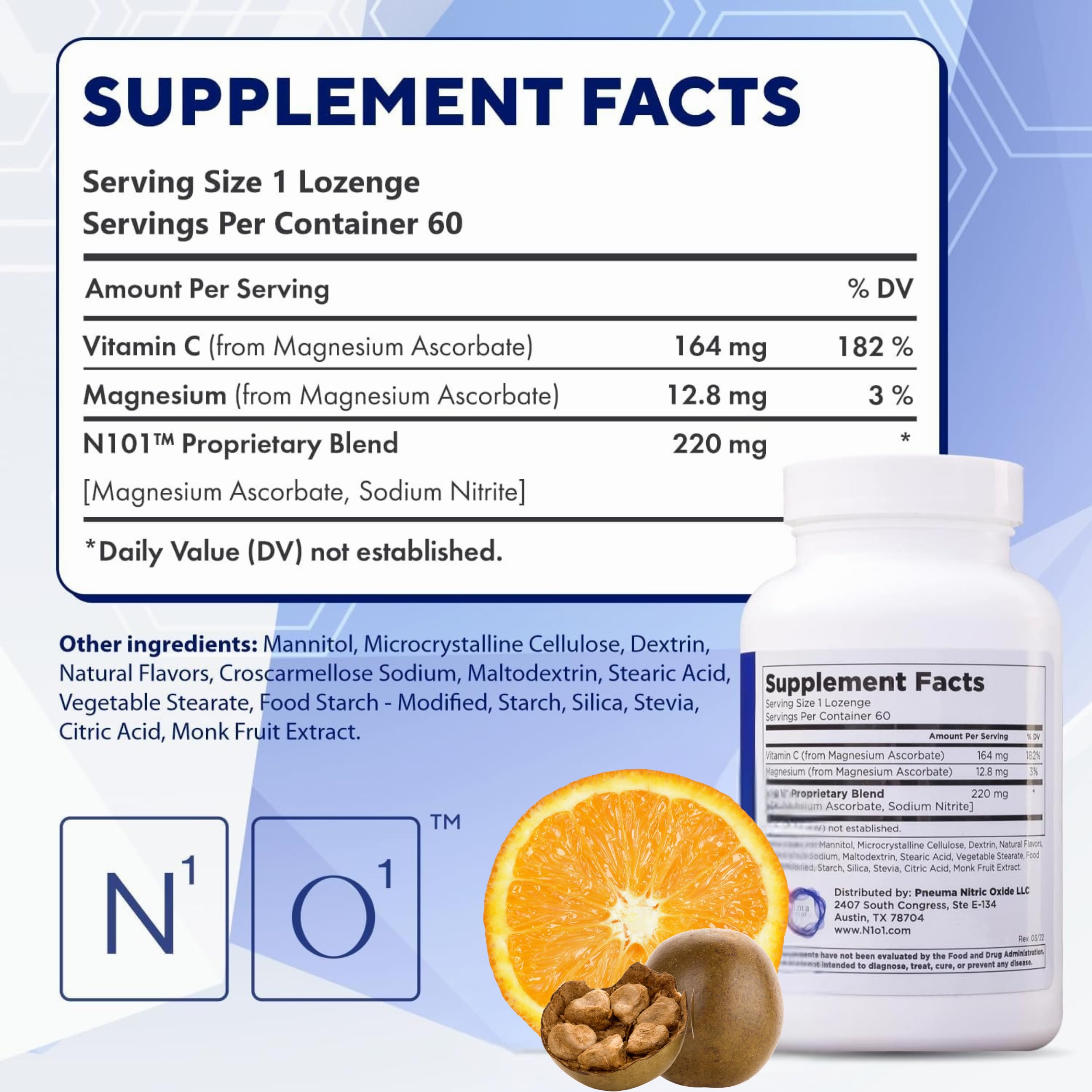 N1O1 Nitric Oxide Lozenges - Dissolvable Supplement

