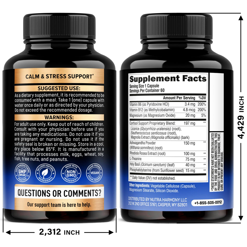NutraHarmony Cortisol Support for Women Herbal Hormone Balance

