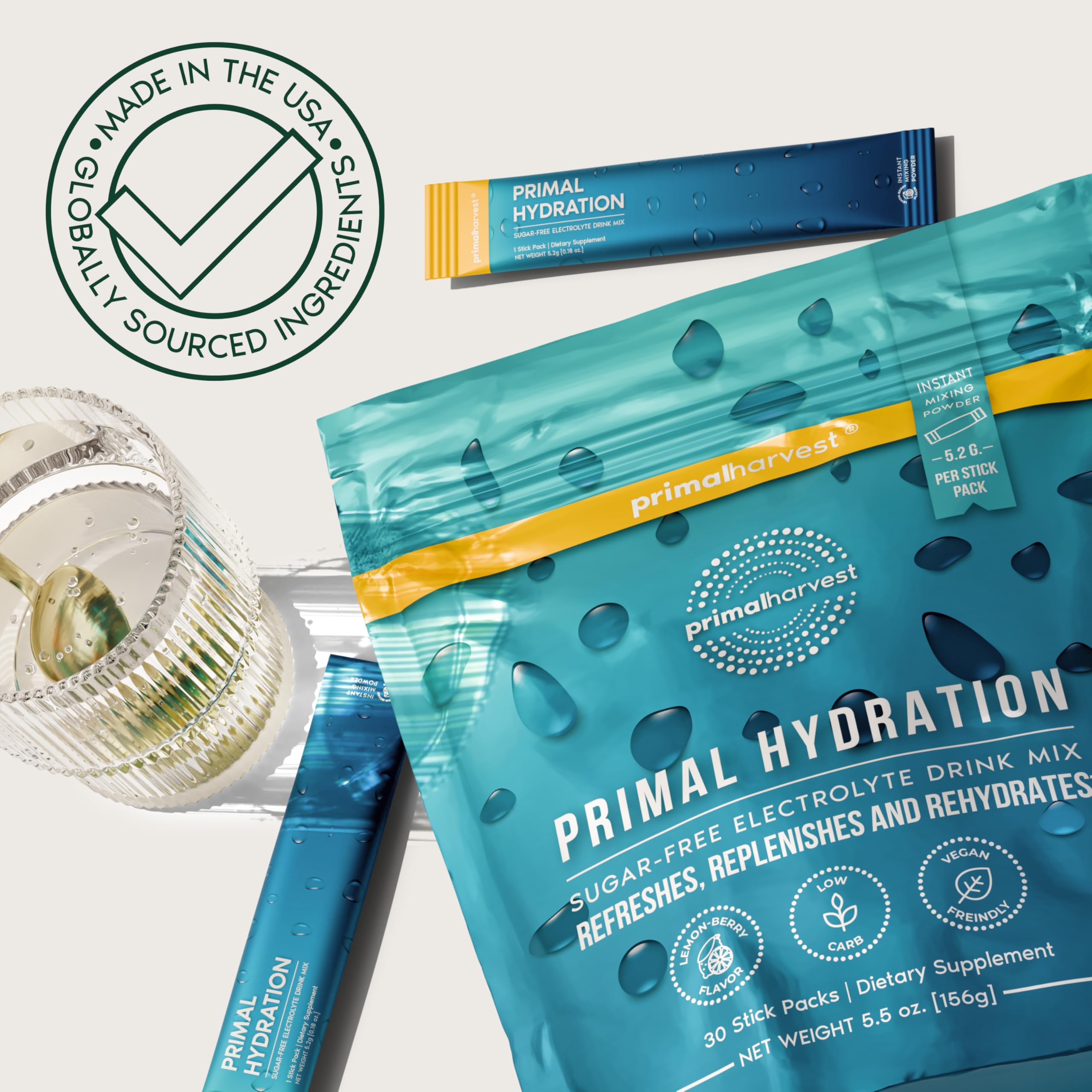 Primal Harvest Hydration Electrolyte Drink Mix - Lemon Berry

