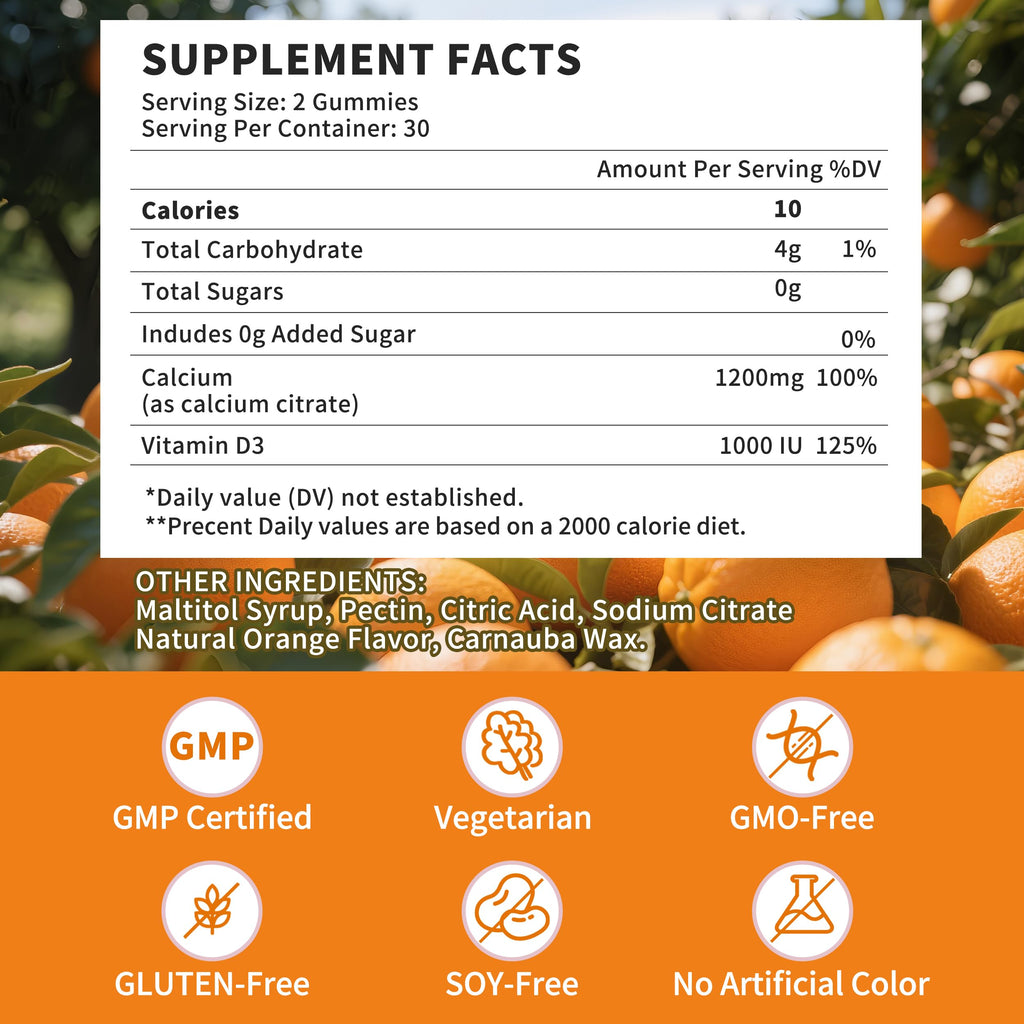 Calcium Citrate Gummies with Vitamin D3 for Bone Support

