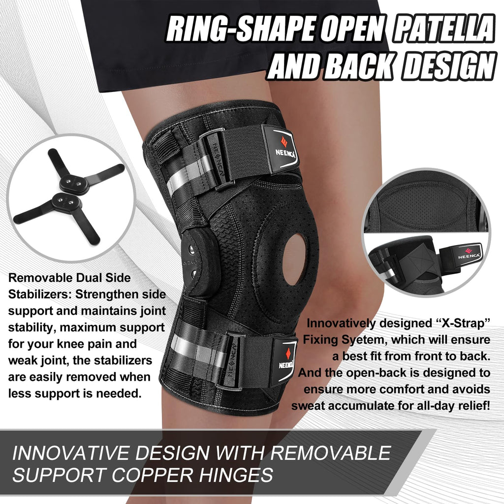 NEENCA Knee Brace with X-Strap Hinged Support

