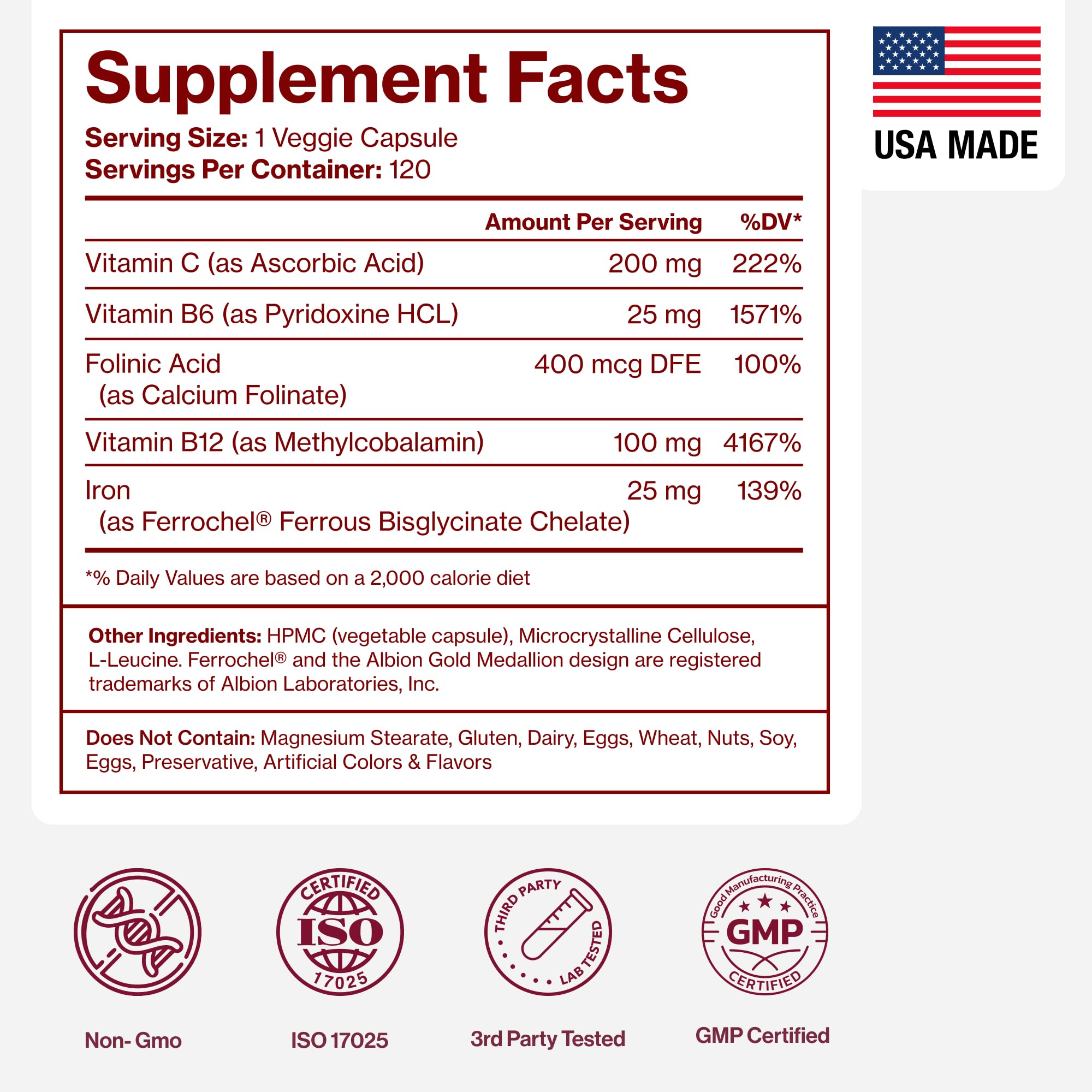 Iron Supplement for Women | Chelated Iron Bisglycinate

