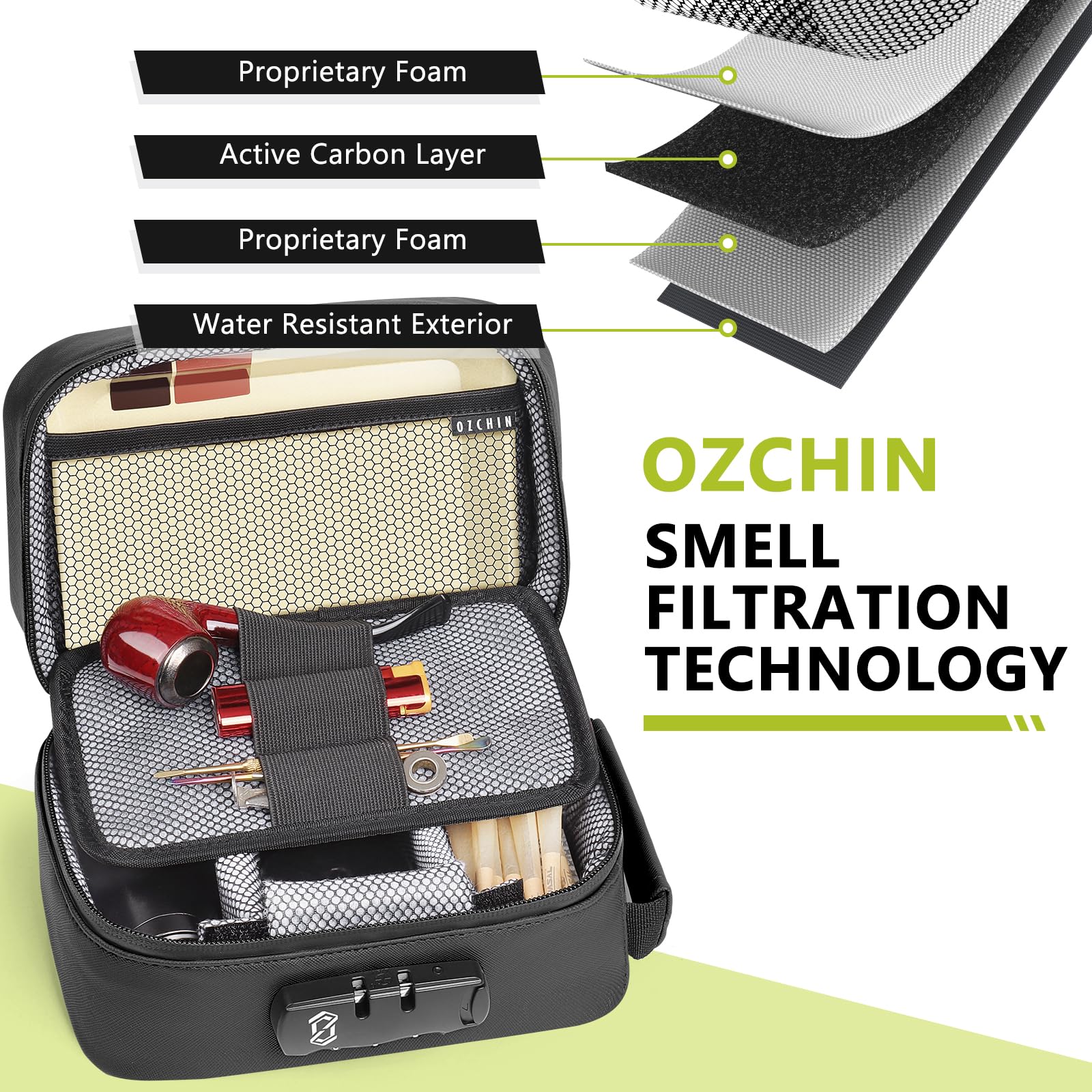 OZCHIN Smell Proof Bag with Lock - Odorless Organizer Case

