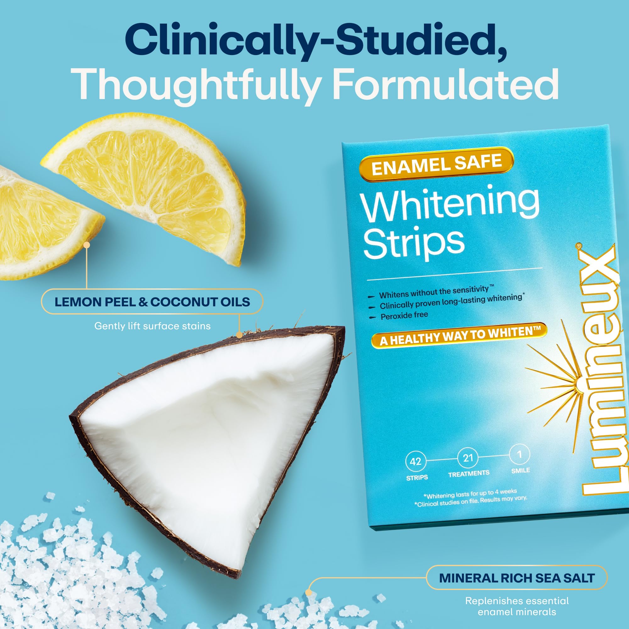 Lumineux Teeth Whitening Strips – Peroxide-Free Enamel-Safe

