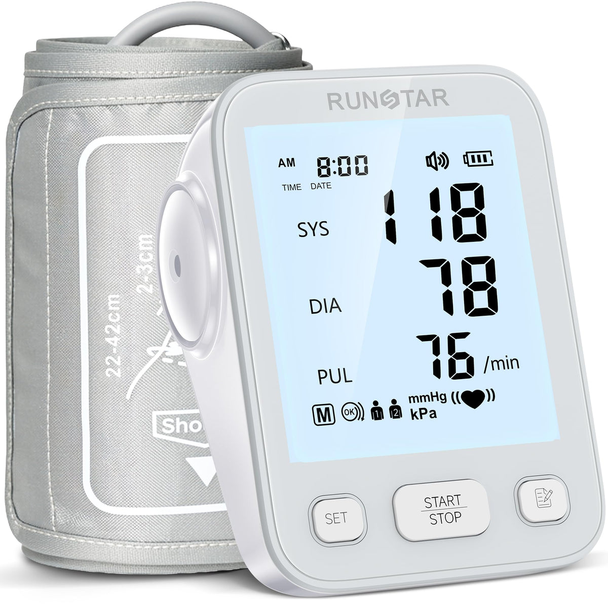 RunStar Upper Arm Blood Pressure Monitor with Wide Range Cuff