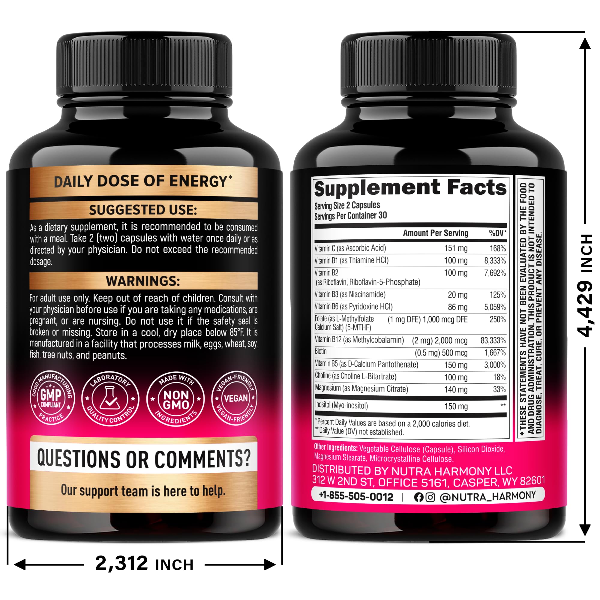 Vitamin B Complex for Men & Women | USA Made

