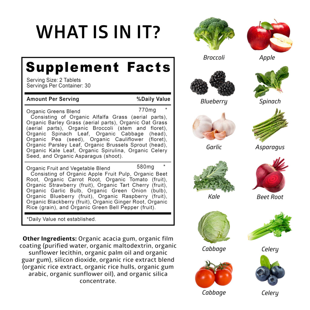 Number One Nutrition USDA Organic Super Greens Tablets

