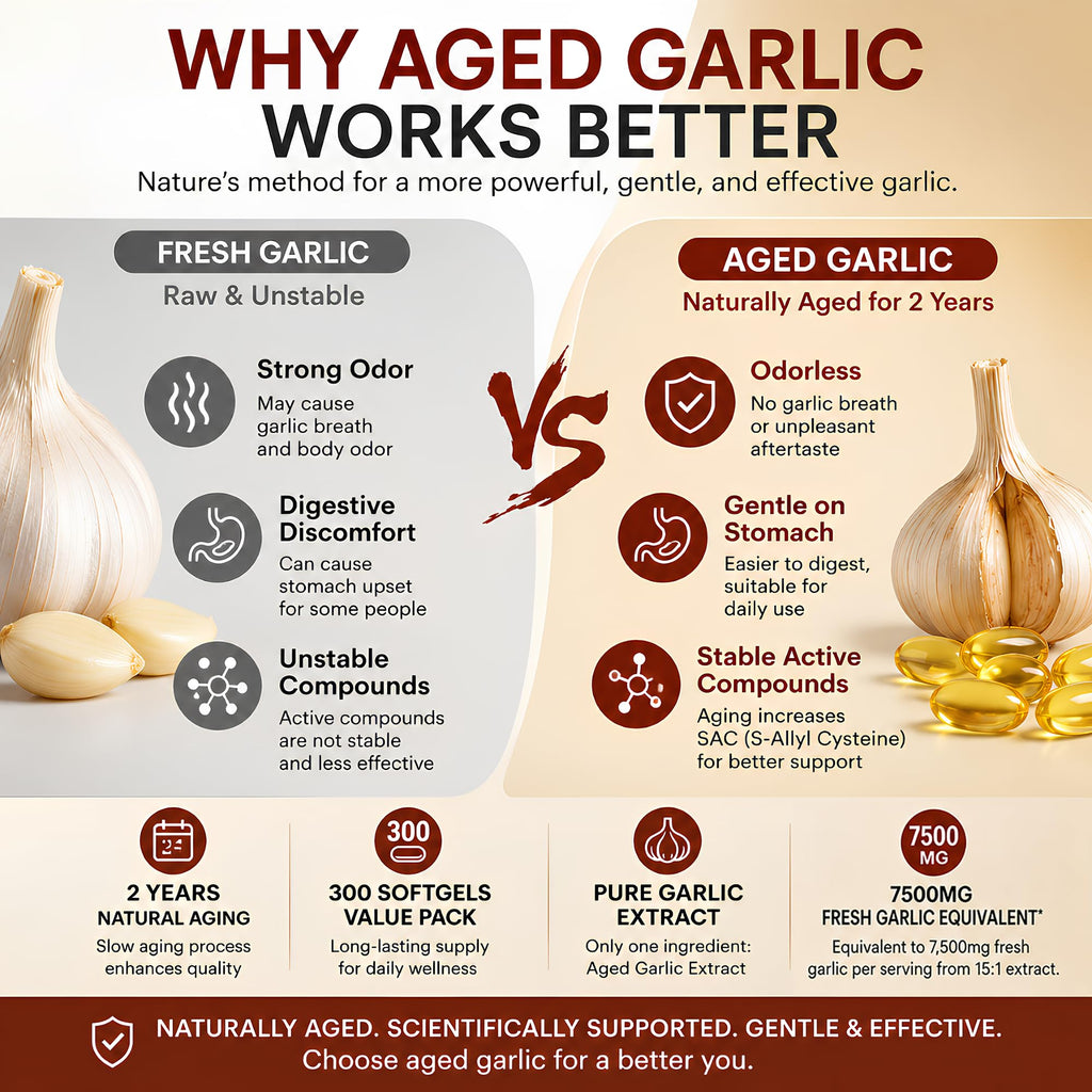 Odorless Garlic Extract Softgels for Heart & Immune Support


