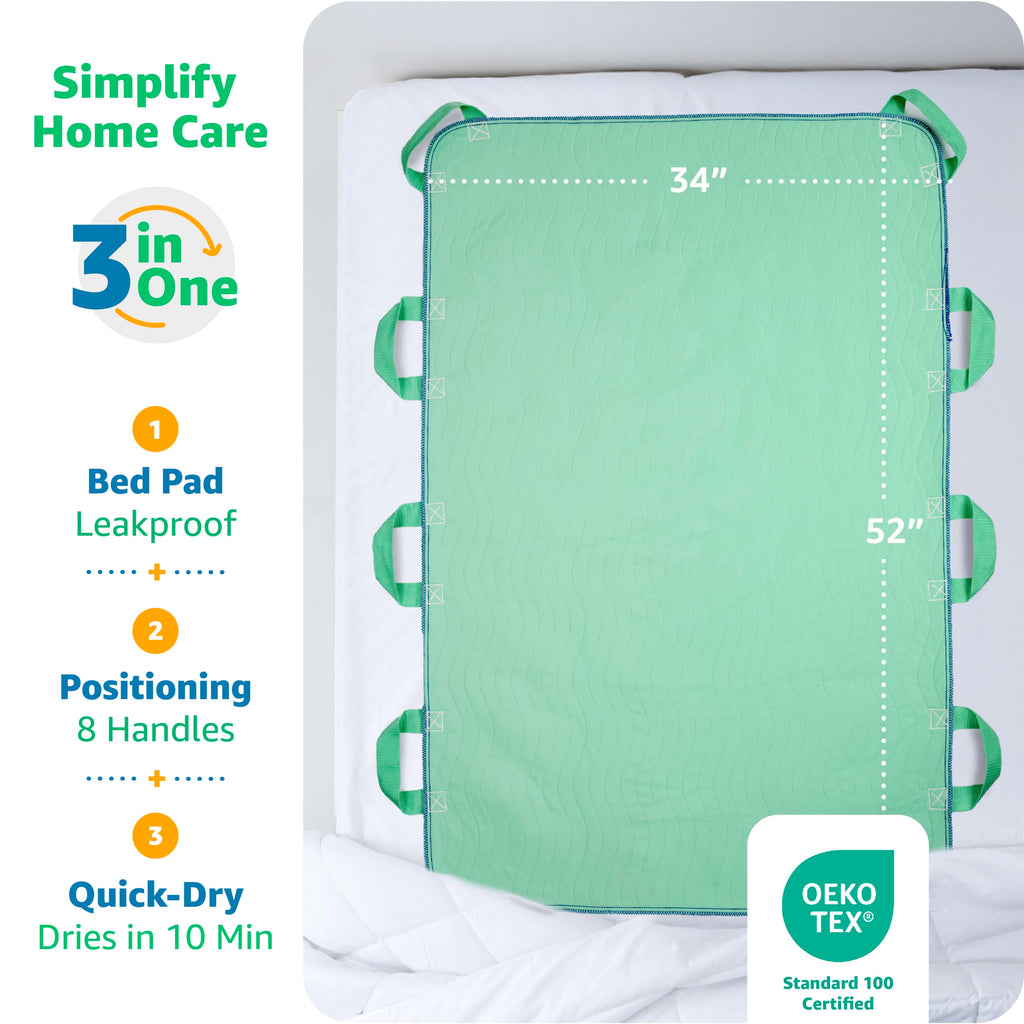 IMPROVIA Positioning Bed Pad with 8 Handles - Waterproof

