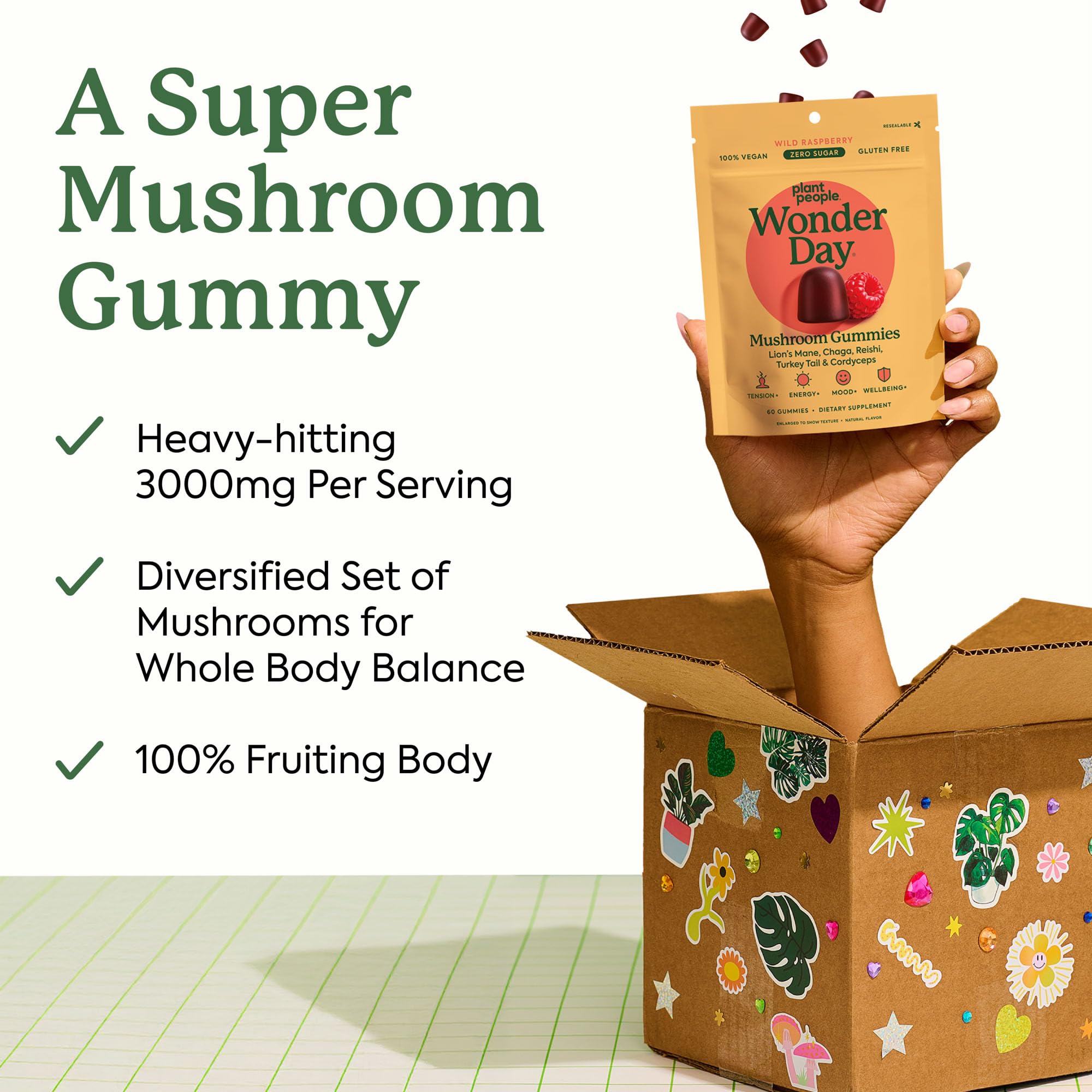 Plant People Mushroom Gummies WonderDay Immune & Mood Support

