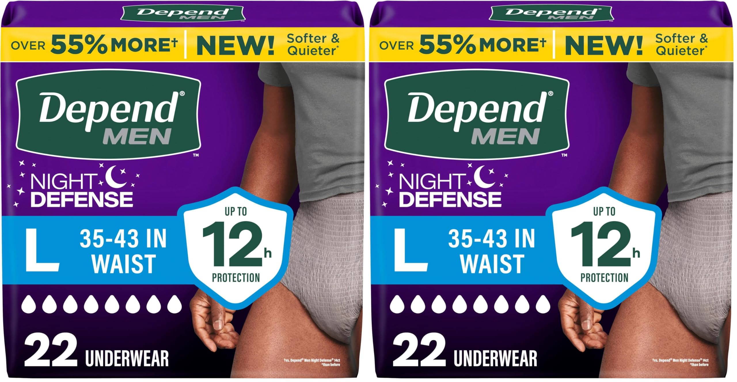 Depend Night Defense Incontinence Underwear for Men - Overnight Disposable