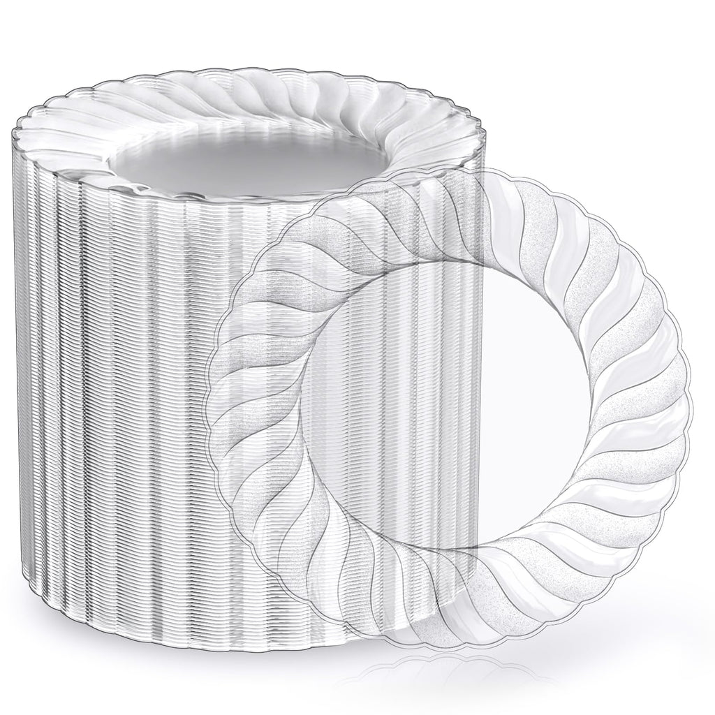 FOCUSLINE Clear Plastic Plates - Disposable Heavy-Duty

