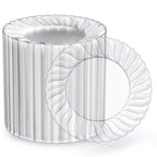 FOCUSLINE Clear Plastic Plates - Disposable Heavy-Duty

