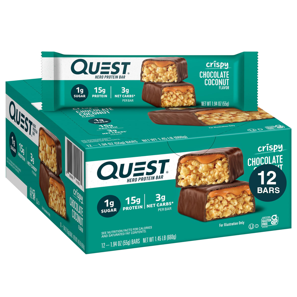 Quest Crispy Protein Bar, 18g Protein, Gluten Free, Keto Friendly
