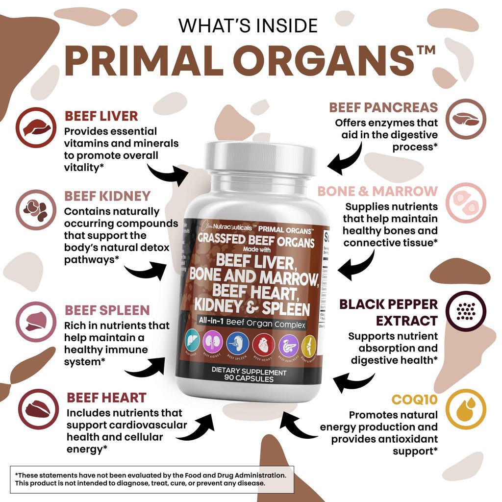Clean Nutraceuticals Grass Fed Beef Liver Capsules Organ Blend

