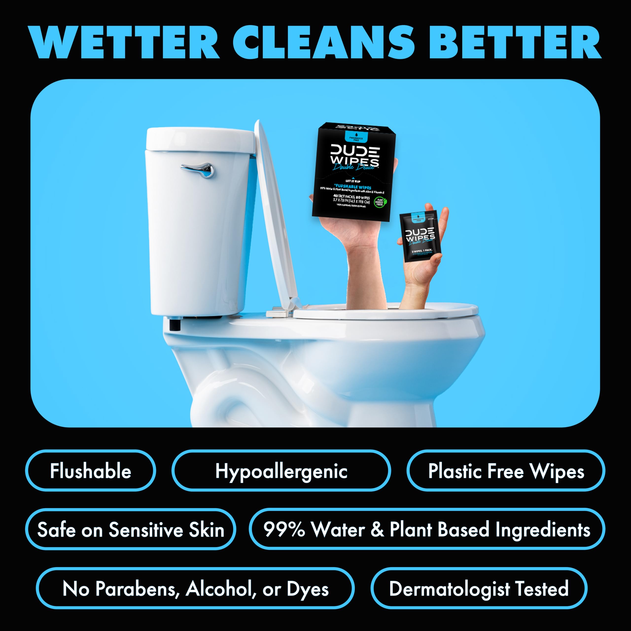 DUDE Wipes Travel Flushable Wipes for Sensitive Skin

