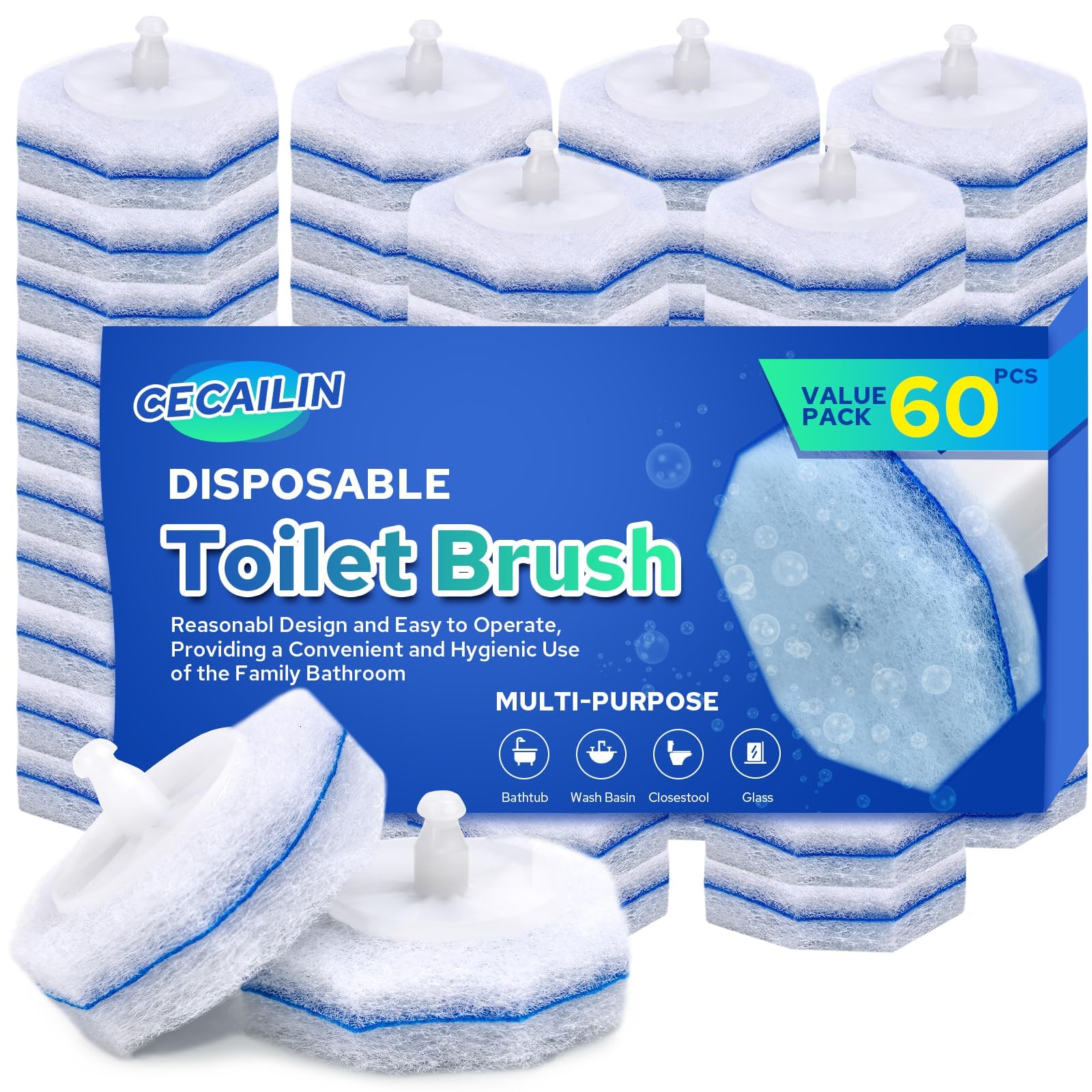 Disposable Toilet Brush Refills - Clorox Compatible

