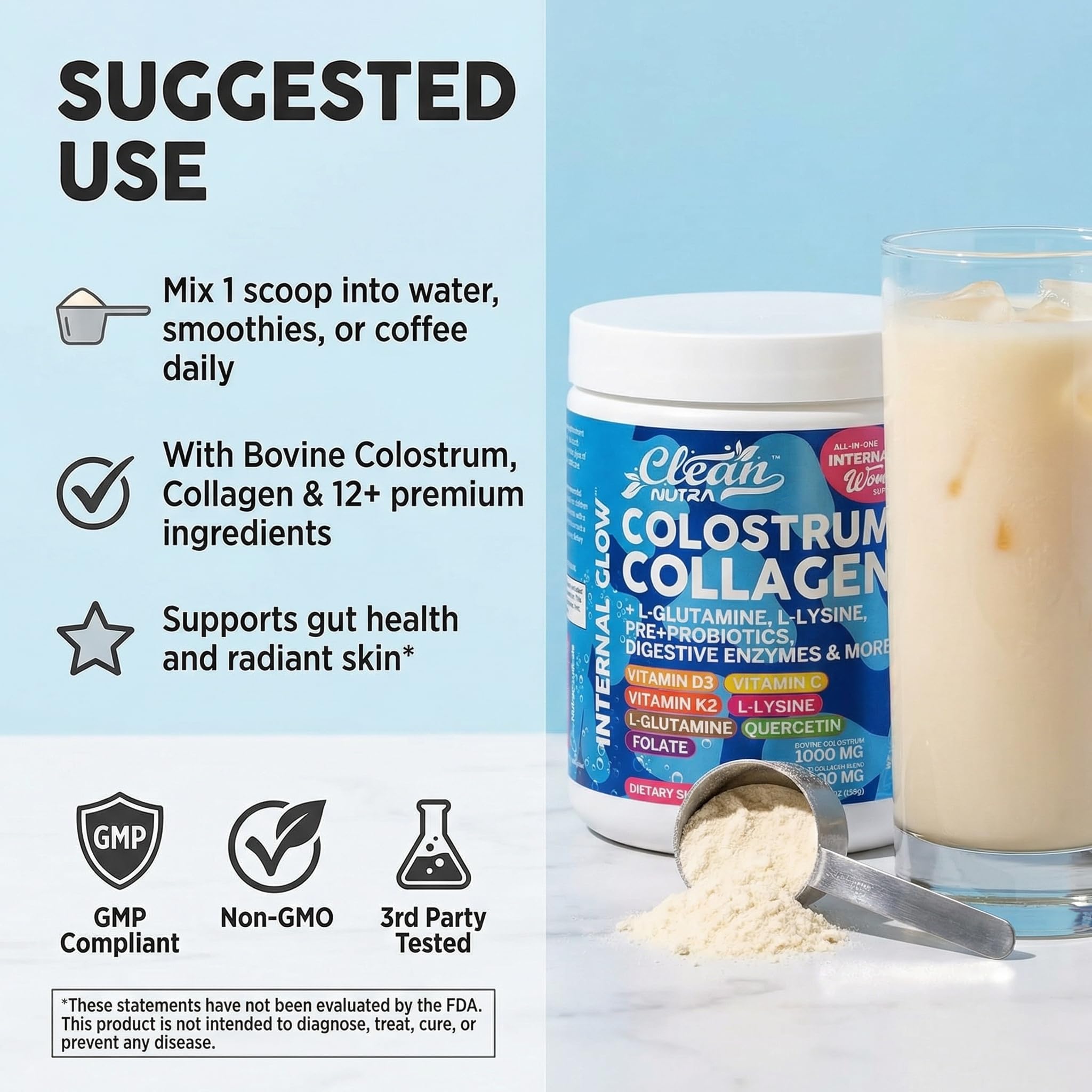 Clean Nutra Colostrum Powder for Gut Health

