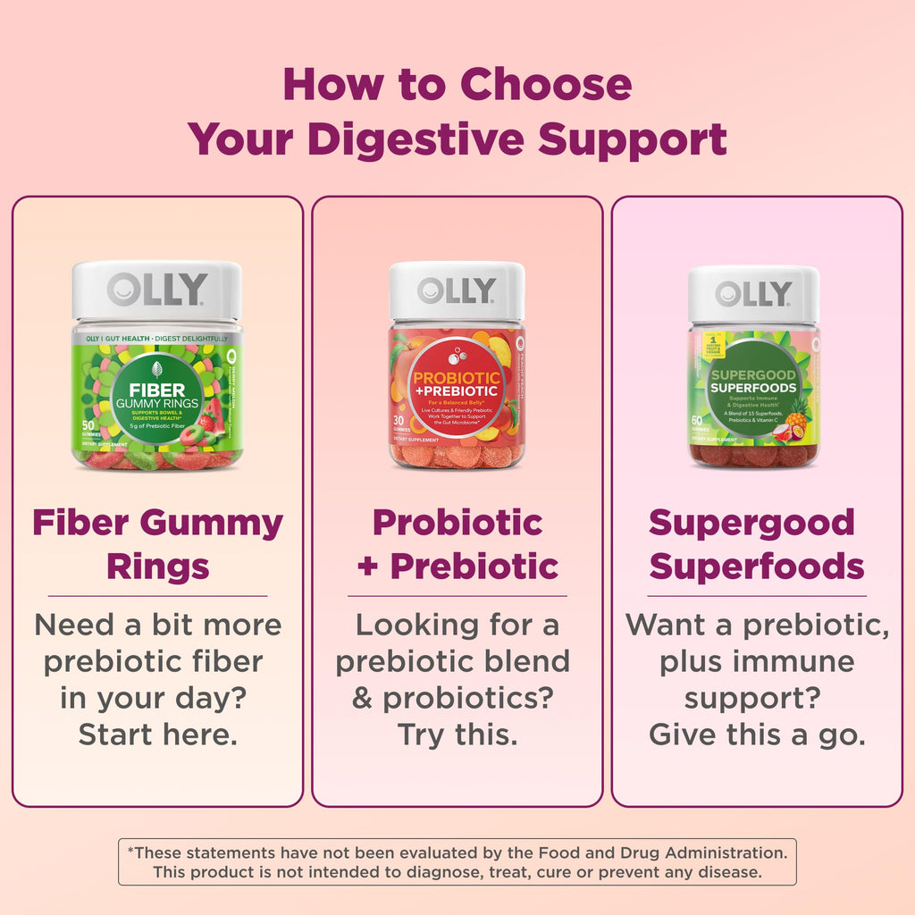 OLLY Fiber Gummy Rings Prebiotic Digestive Health Strawberry

