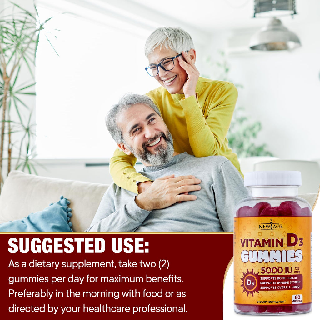 New Age Vitamin D3 Gummies 5000 IU Immune Support

