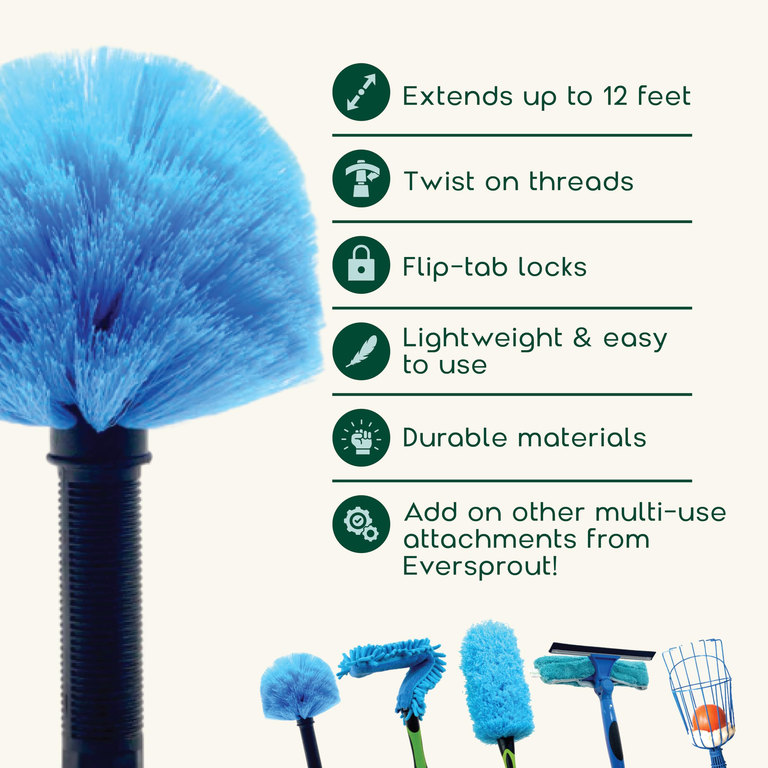 EverSprout Telescoping Cobweb Duster with Extension Pole


