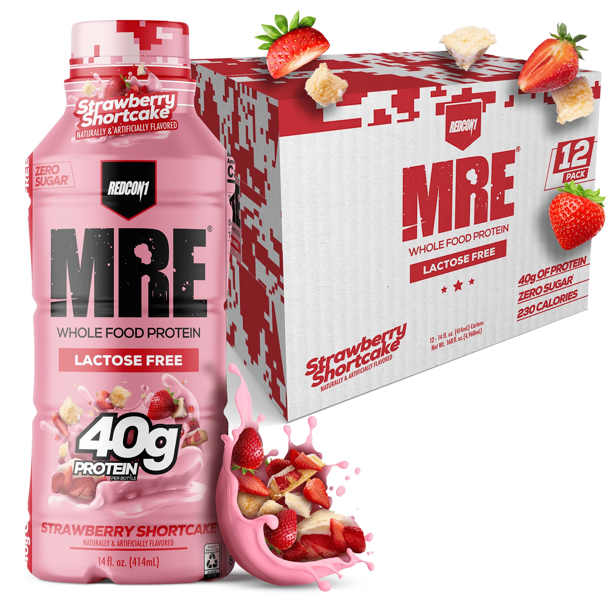 REDCON1 MRE RTD Protein Shake, Lactose-Free, 40g Protein