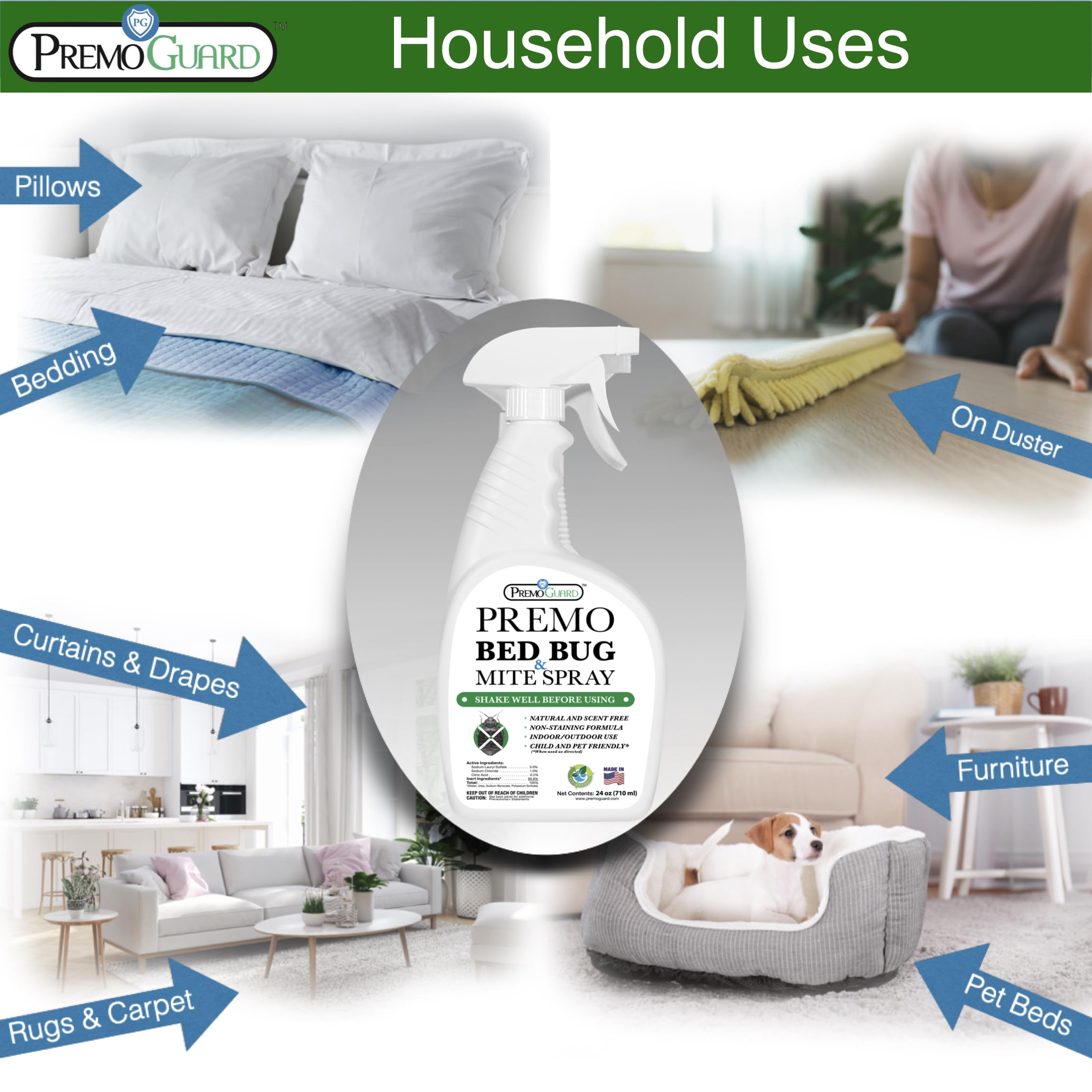 Premo Guard Bed Bug Killer Spray | Natural & Safe

