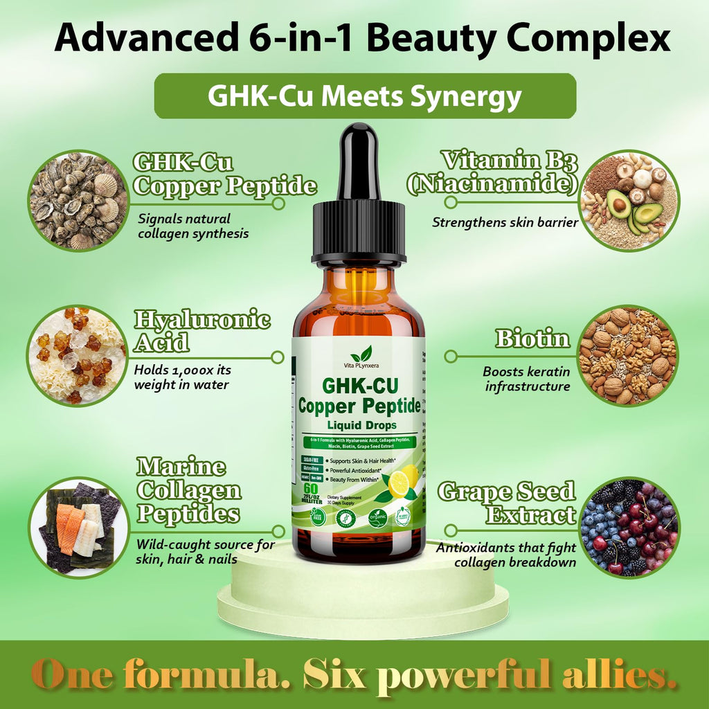 GHK-Cu Peptide Drops by Vita PLynxera – 6-in-1 Beauty

