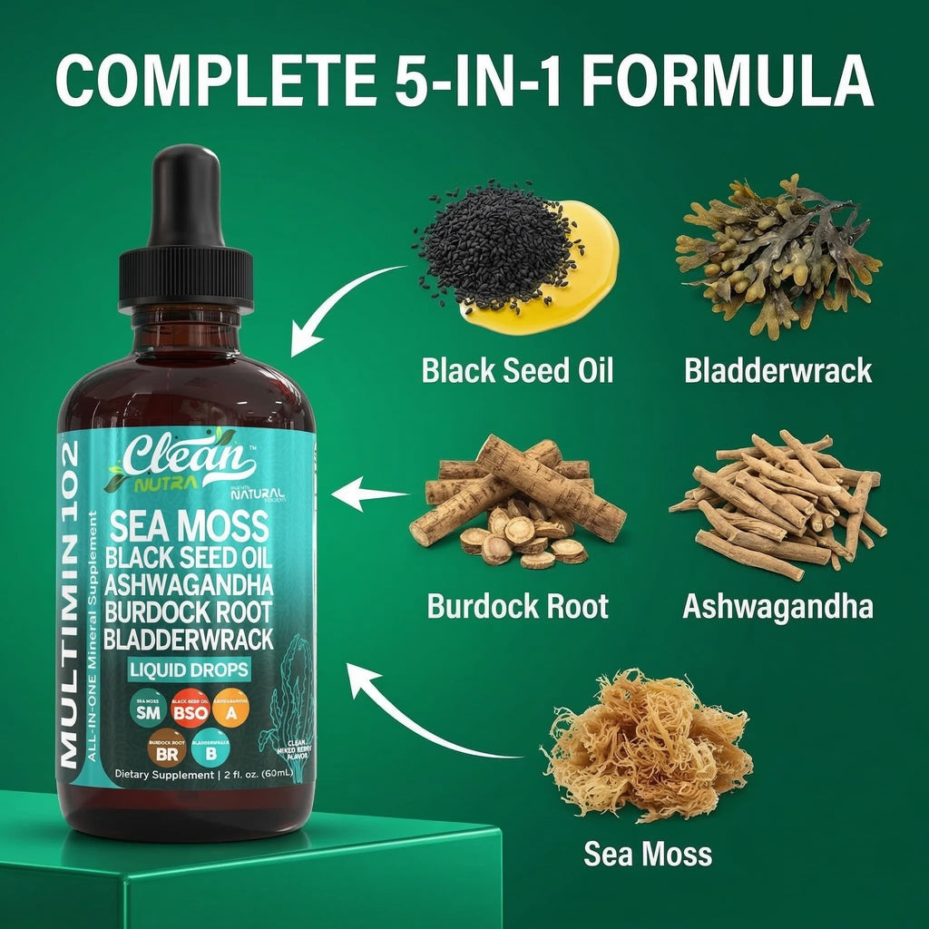 Clean Nutra Sea Moss Drops MultiMineral Liquid | Vegan

