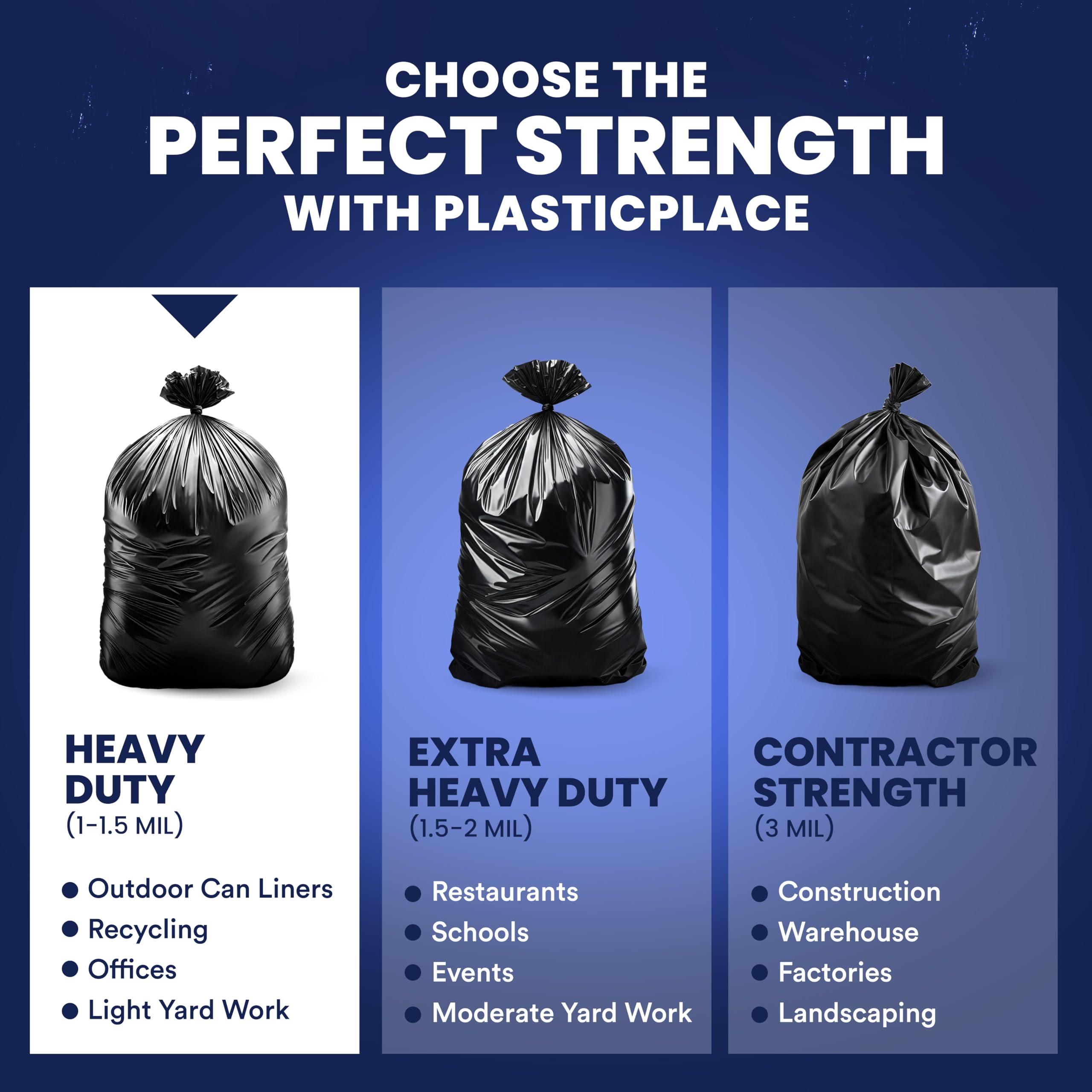 Plasticplace Heavy Duty Trash Bags for Contractors

