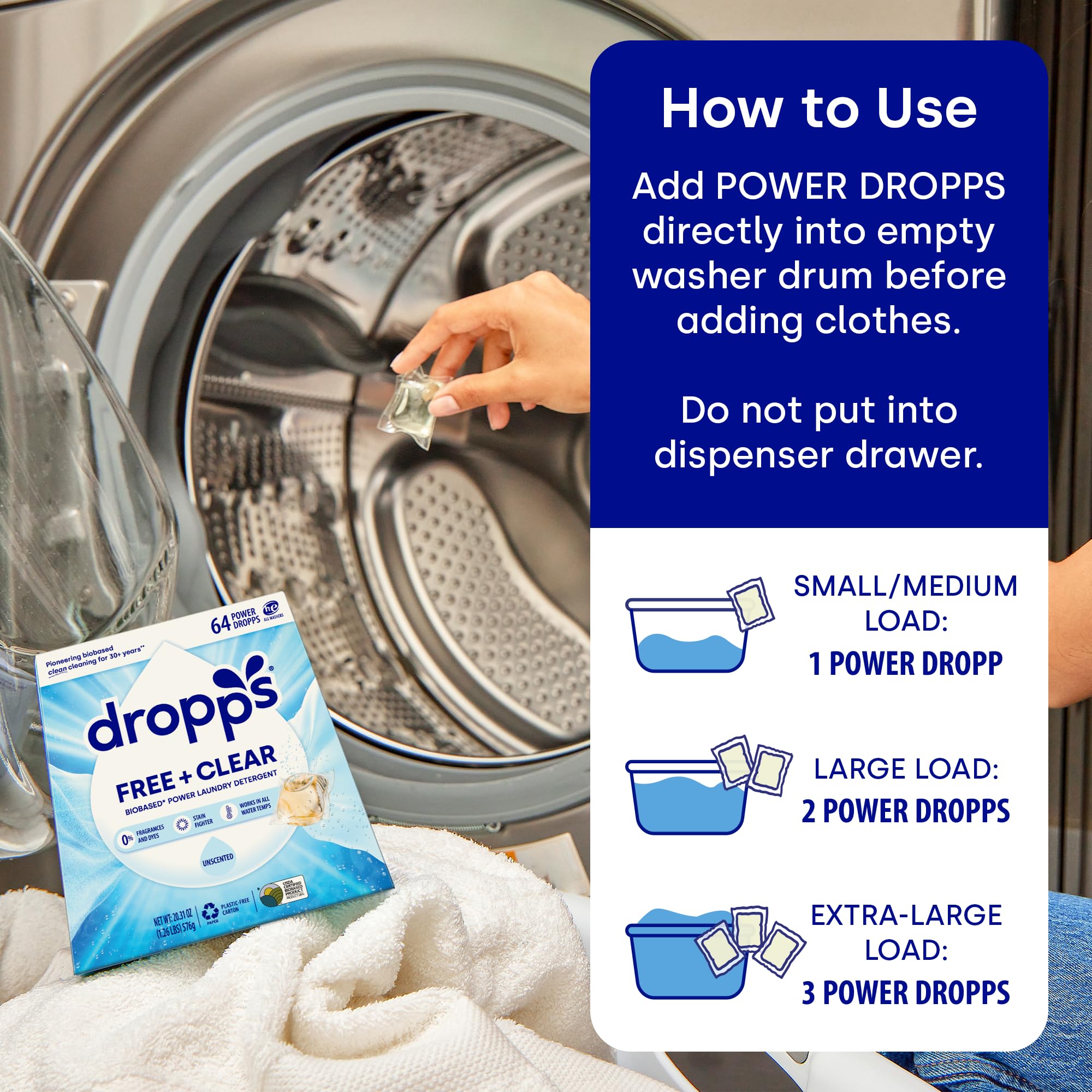 Dropps Free & Clear Laundry Pods - Fragrance Free

