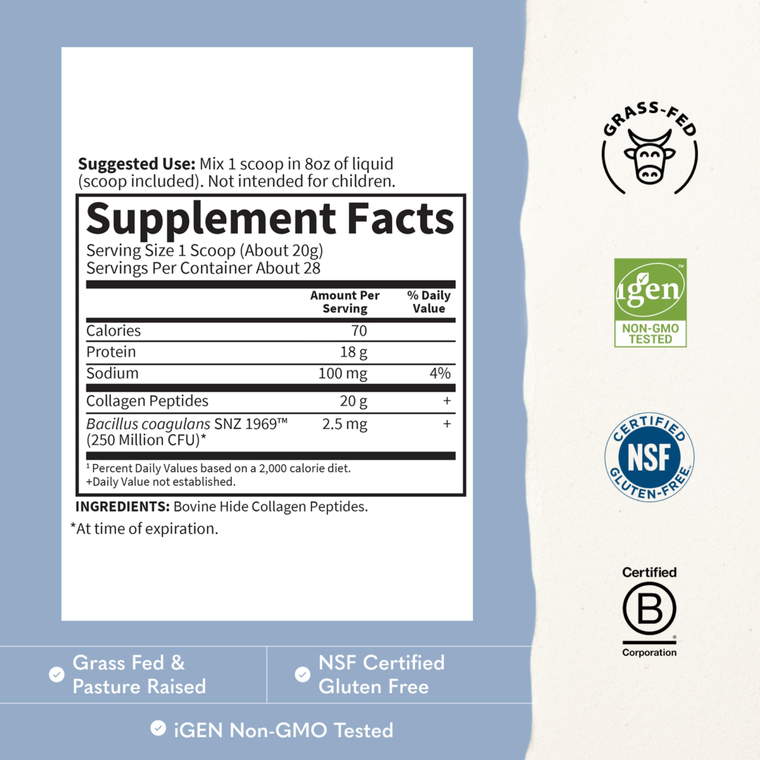 Garden of Life Grass Fed Collagen Peptides Powder for Skin

