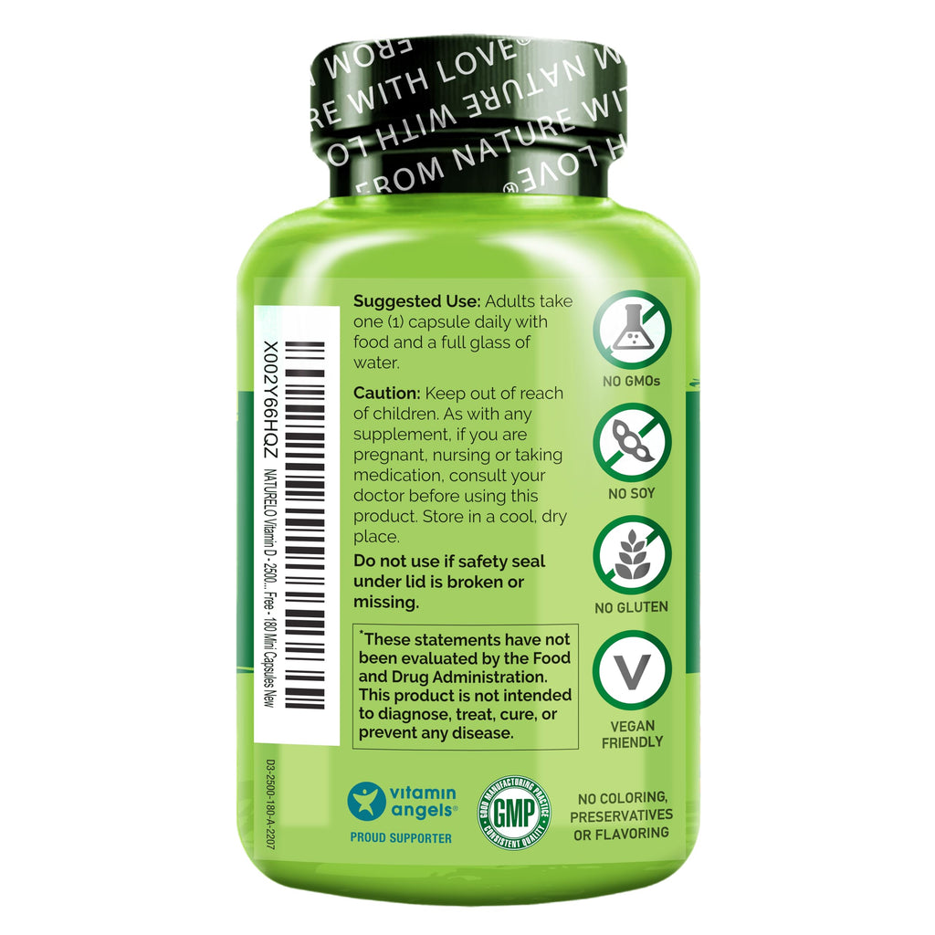 NATURELO Vitamin D3 2500 IU from Lichen for Immunity


