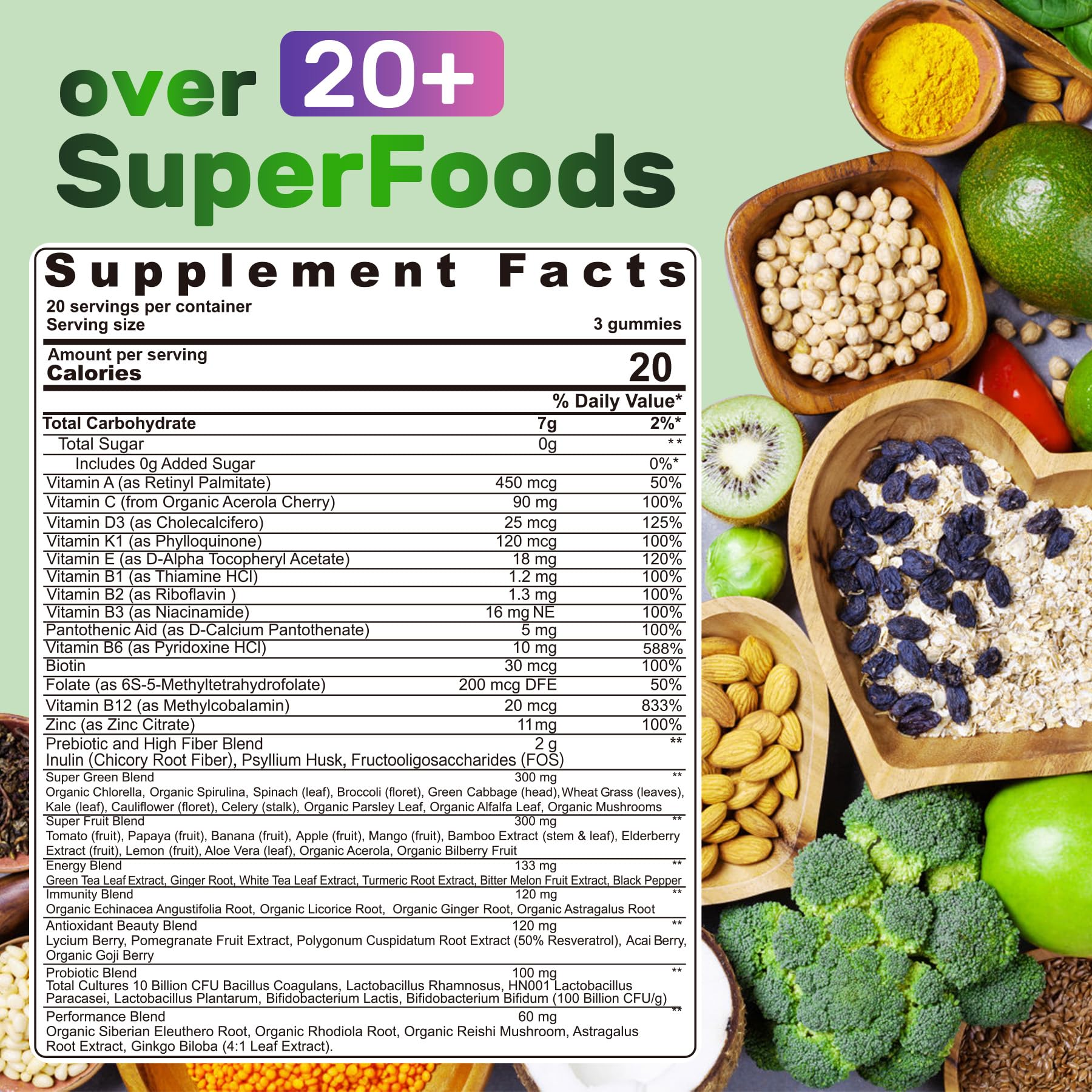 Nextdia Super Greens Multivitamin Gummies Spirulina


