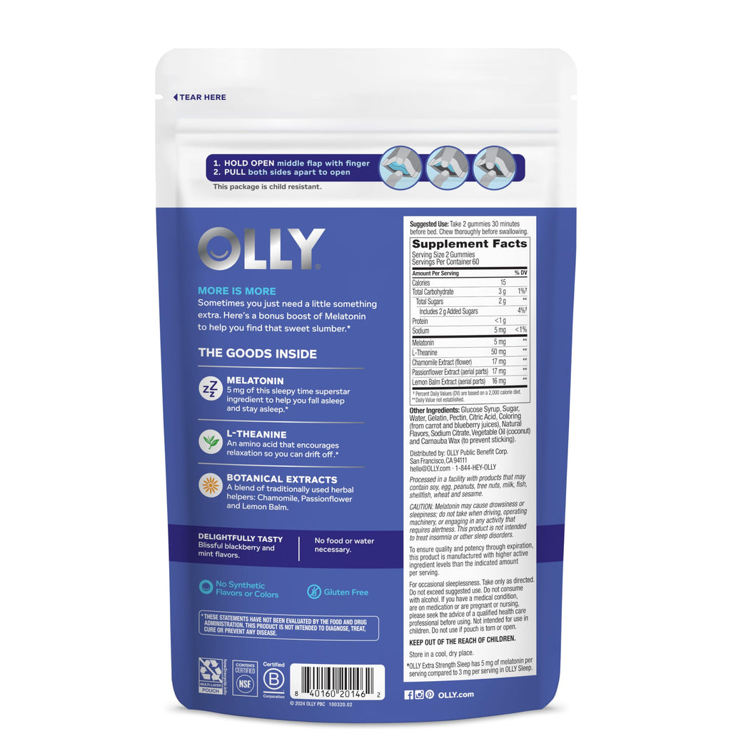 OLLY Extra Strength Sleep Gummies with Melatonin & L-Theanine

