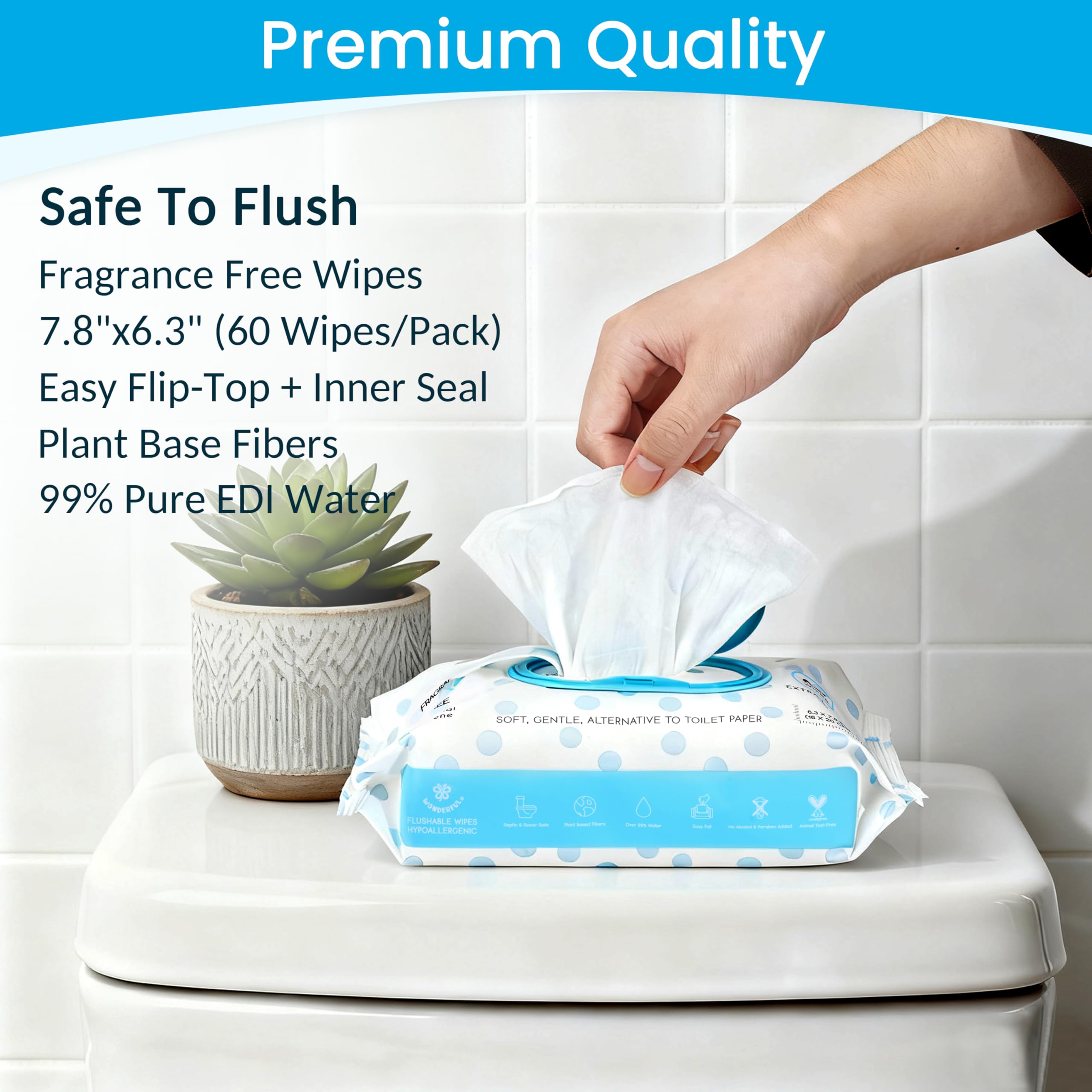 WONDERFUL Flushable Wipes Plant-Based Wet Wipes for All

