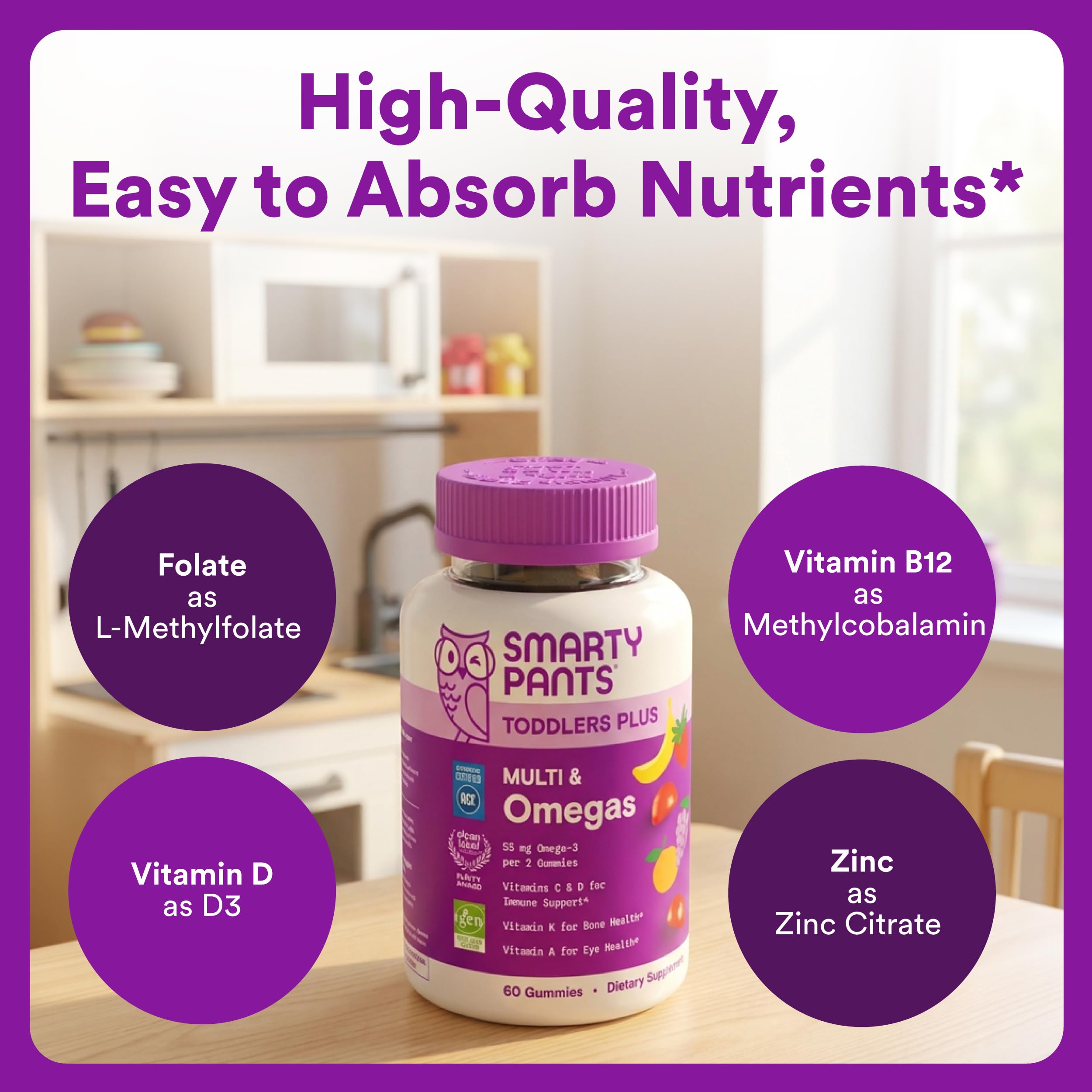 SmartyPants Toddler Multivitamin Gummies with Omega-3

