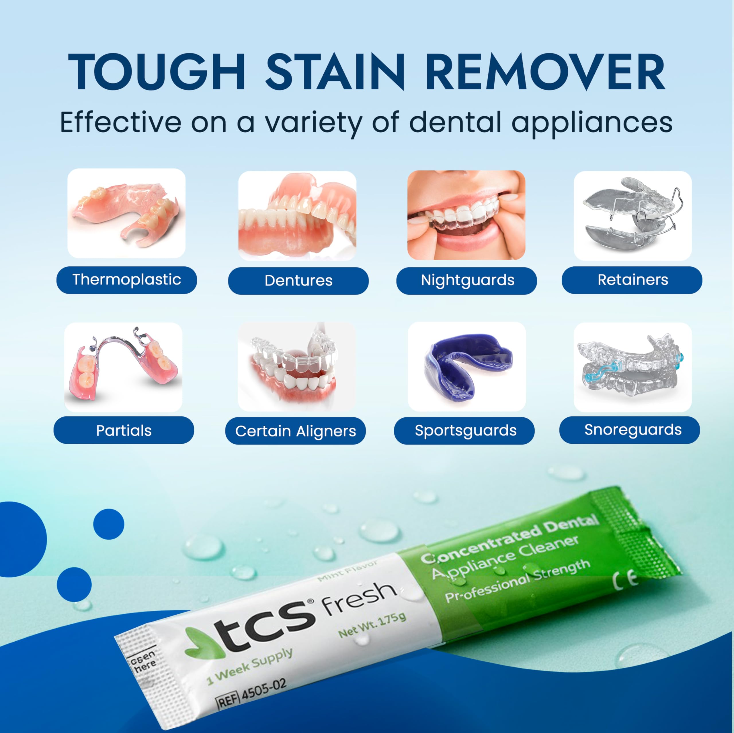 TCS Fresh Denture Cleaner Mint Powder for Dentures

