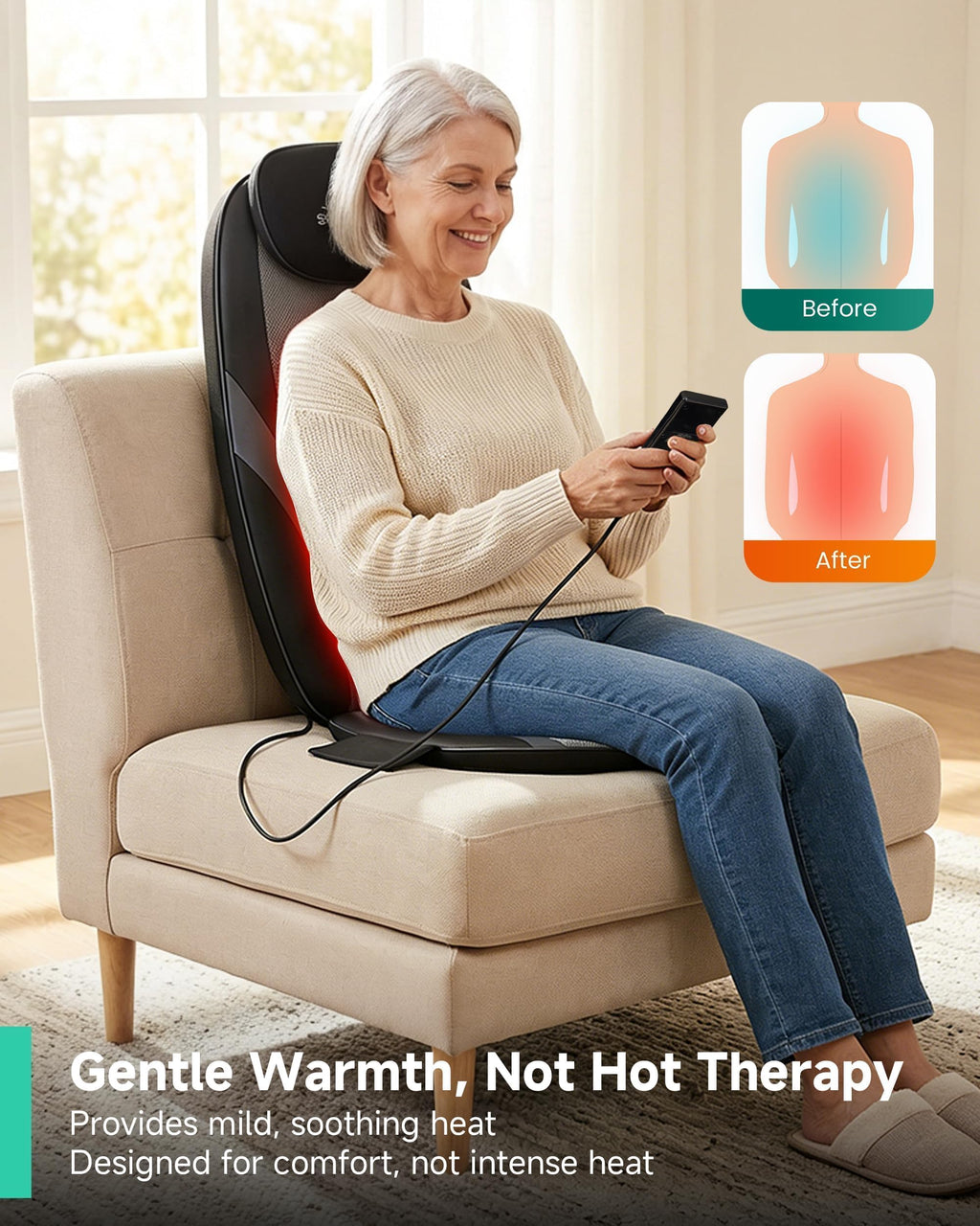 Snailax Shiatsu Back Massager with Heat for Chair Pad

