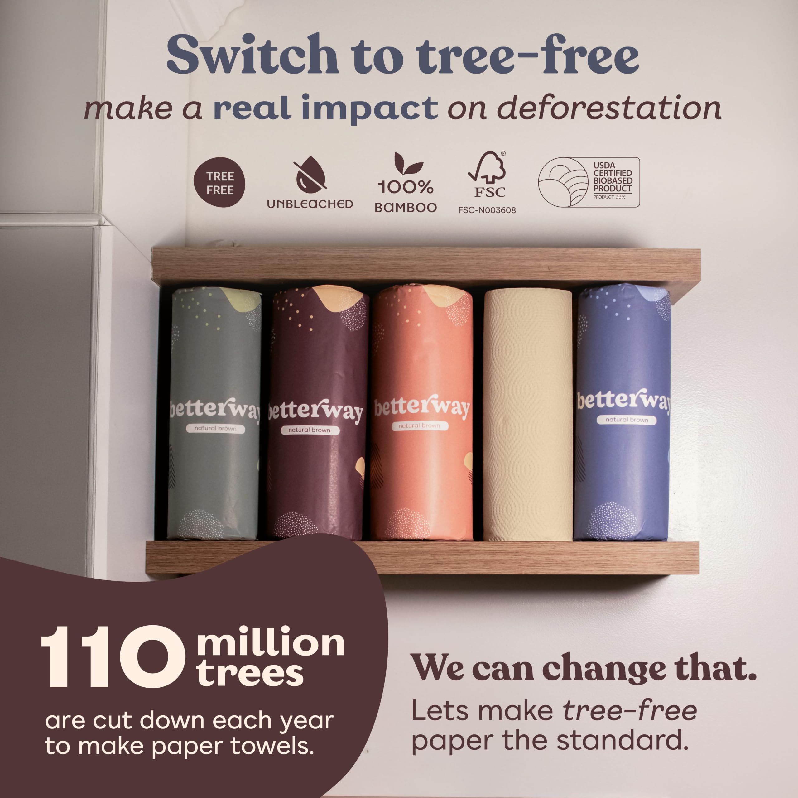 Bamboo Paper Towels by Betterway – Tree-Free & Compostable

