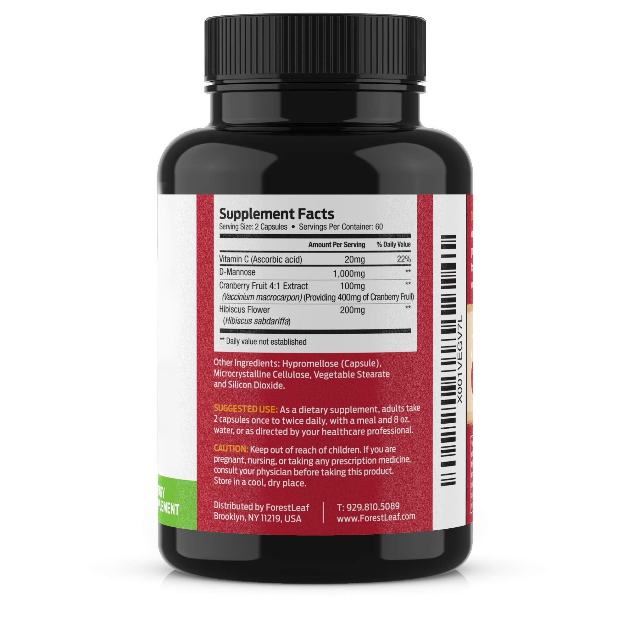 ForestLeaf D-Mannose 1000mg Capsules Urinary Tract Support

