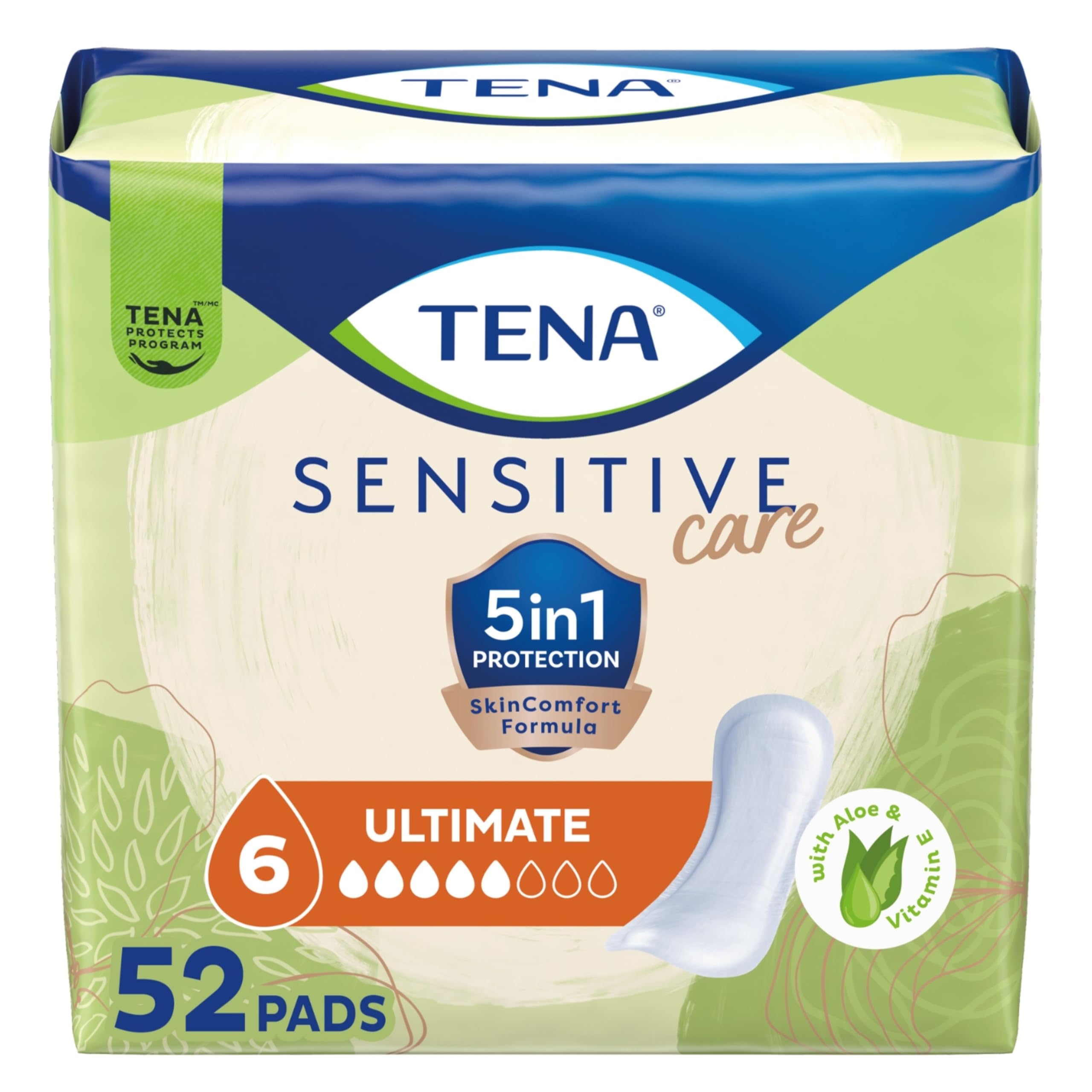 TENA Incontinence Pads for Women with Aloe & Vitamin E - Ultimate Absorbency
