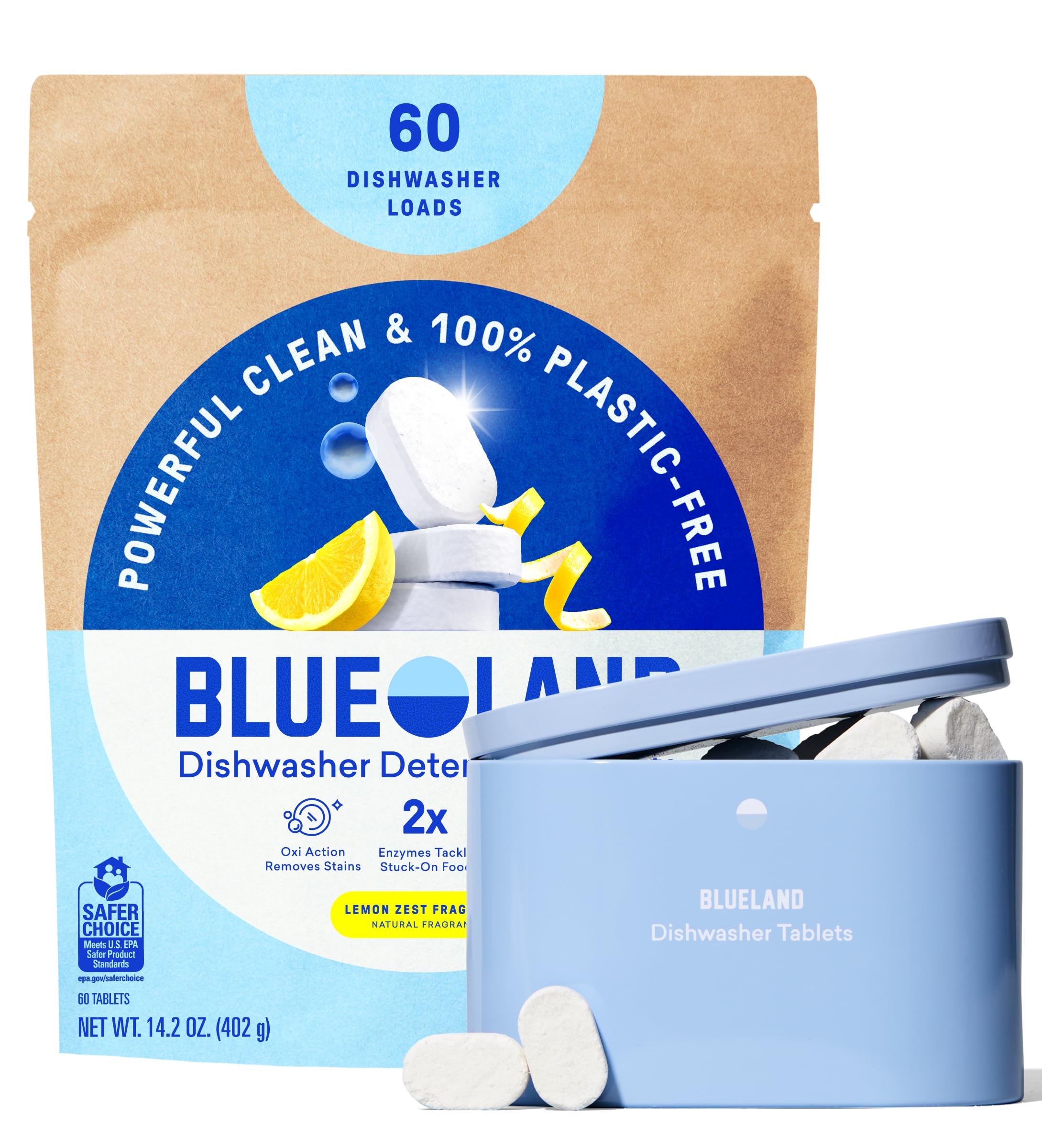 BLUELAND Plastic-Free Dishwasher Detergent Tablets