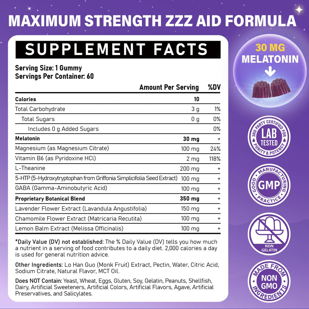 Melatonin Gummies for Adults - Maximum Strength 30 mg


