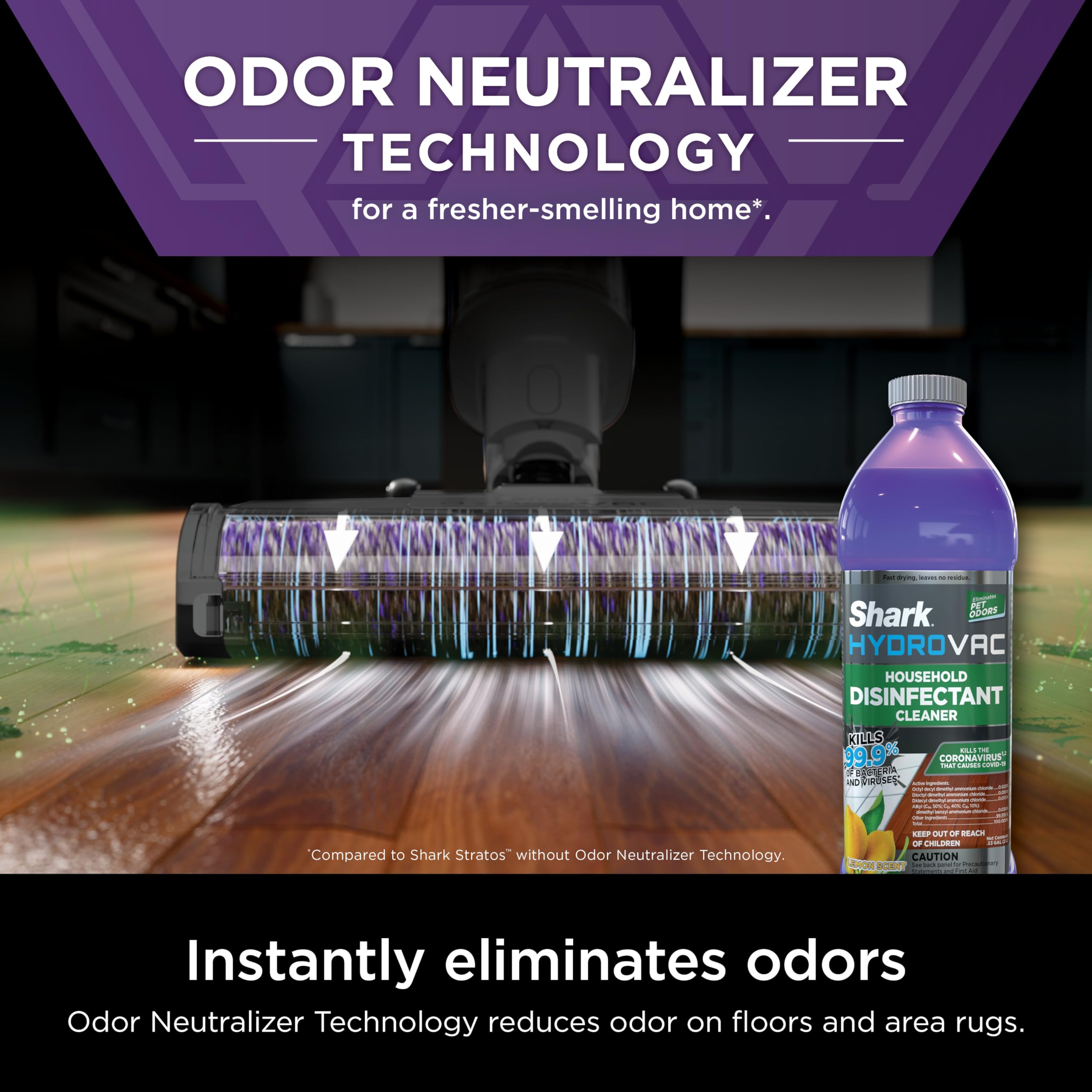 Shark HydroVac Disinfectant Cleaner Kills 99.9% Bacteria

